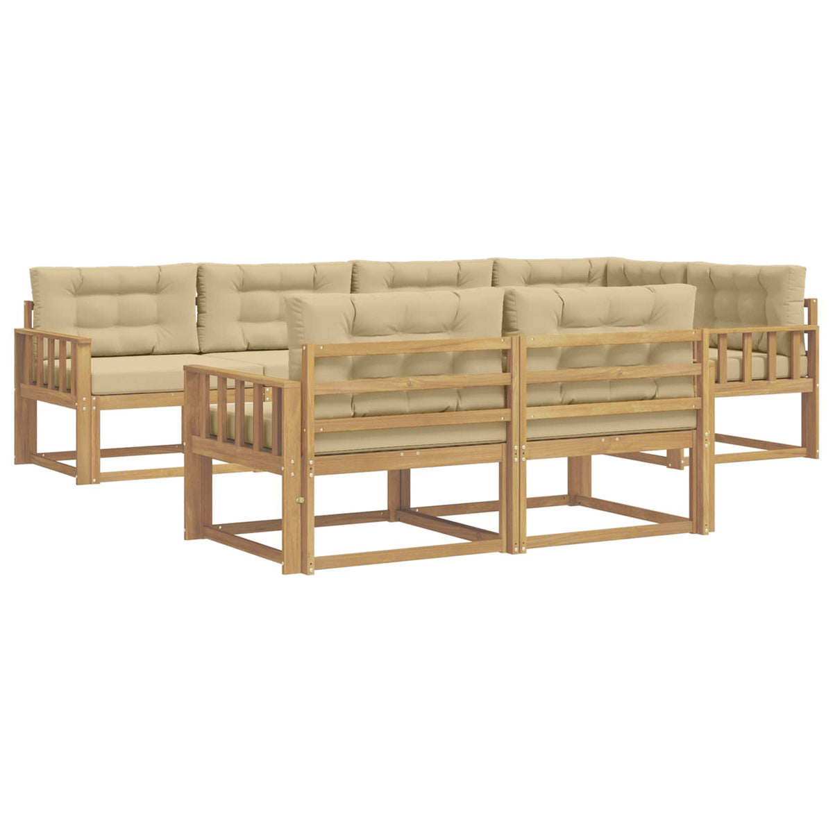 Set vanjskih sofa s jastukom 6 pcs Bijela i bež Poliester