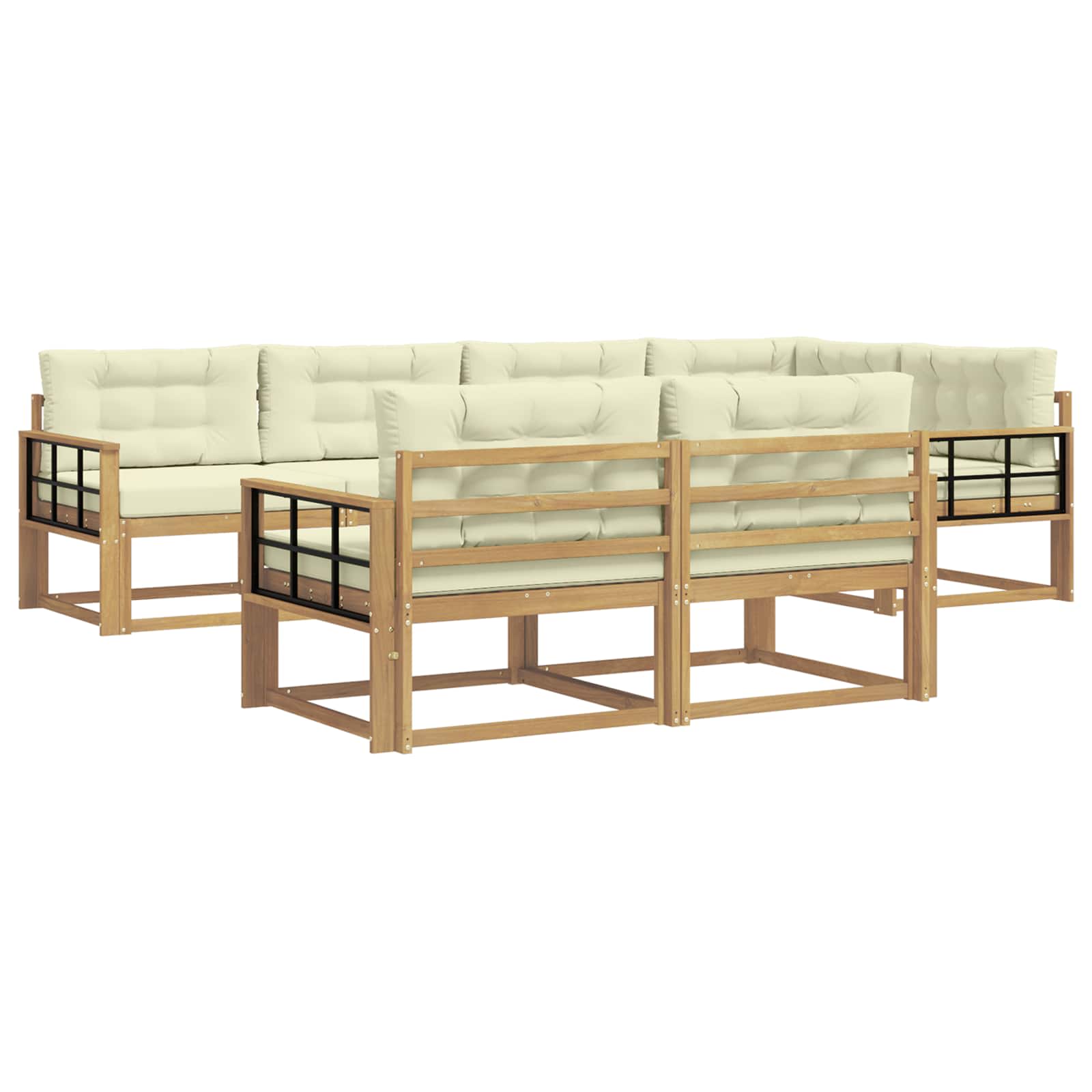 Set vanjskih sofa s jastukom 6 pcs Bijela i krem Poliester