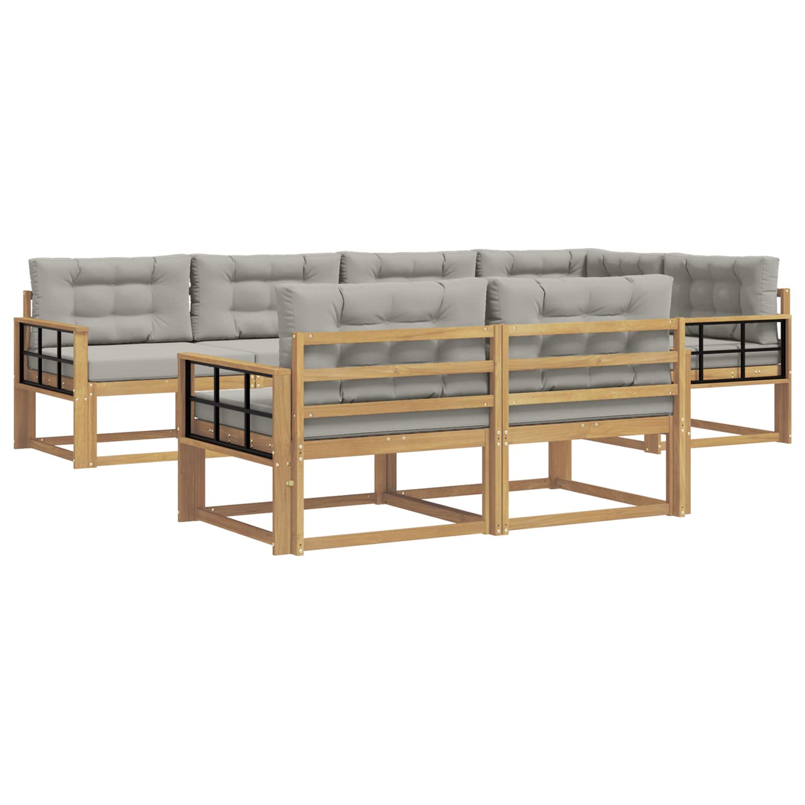 Set vanjskih sofa 6 pcs Bijela i svjetlosiva Poliester