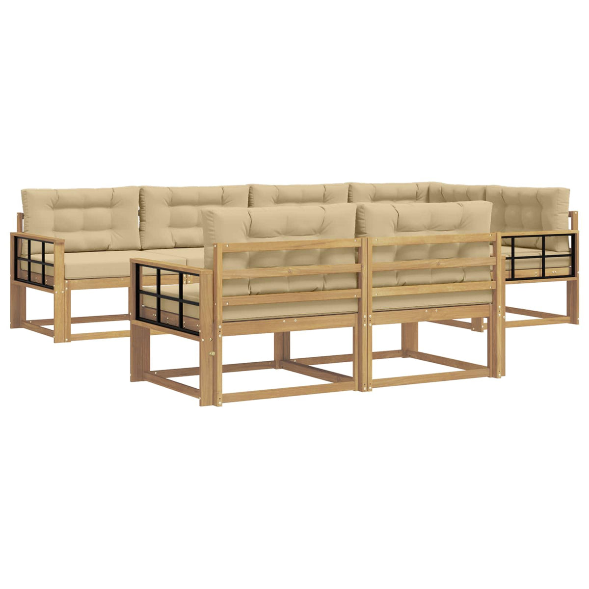 Set vanjskih sofa s jastukom 6 pcs Bijela i bež Poliester