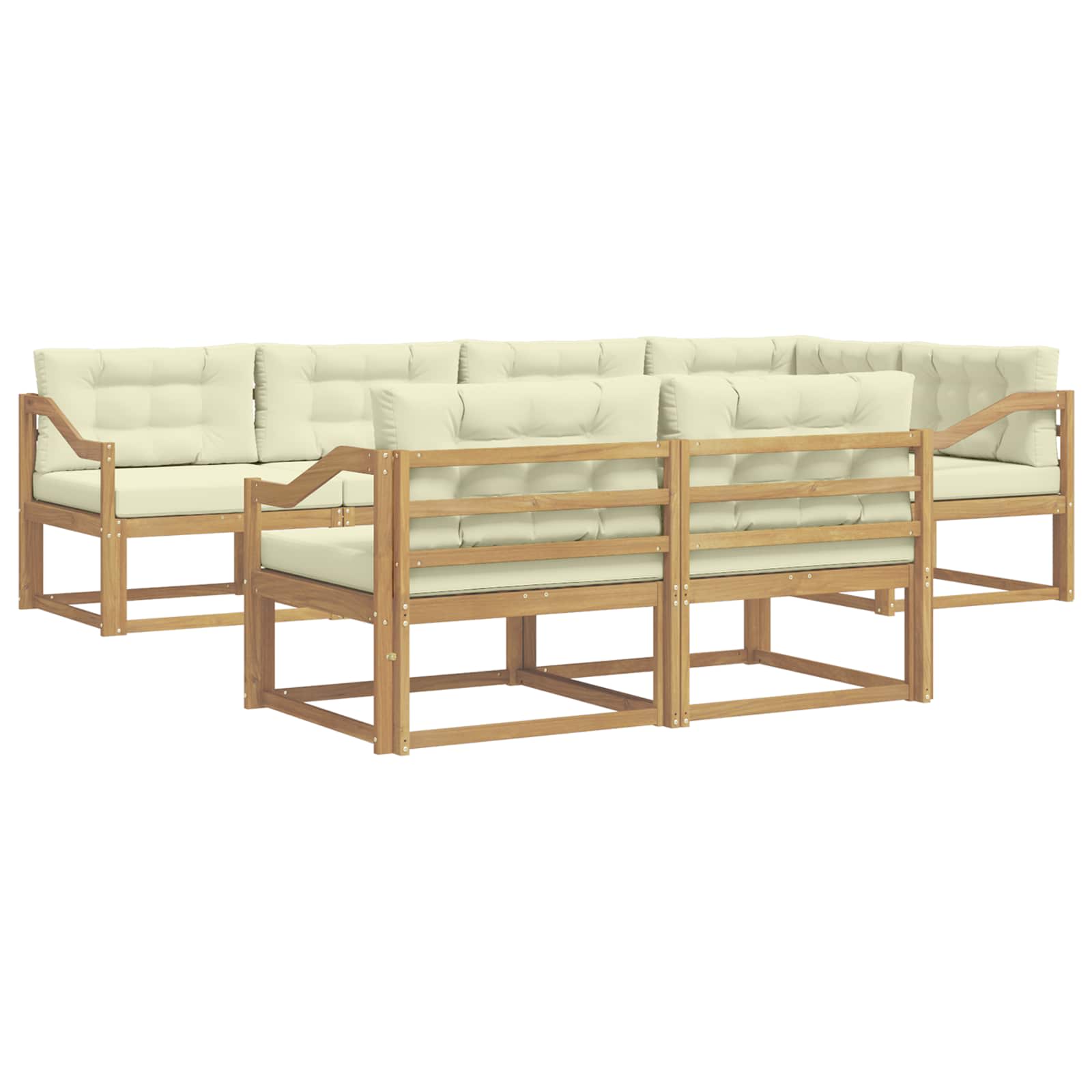 Set vanjskih sofa s jastukom 6 pcs Bijela i krem Poliester