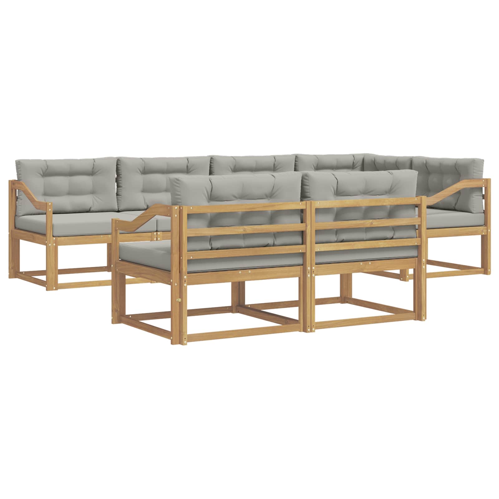 Set vanjskih sofa 6 pcs Bijela i svjetlosiva Poliester