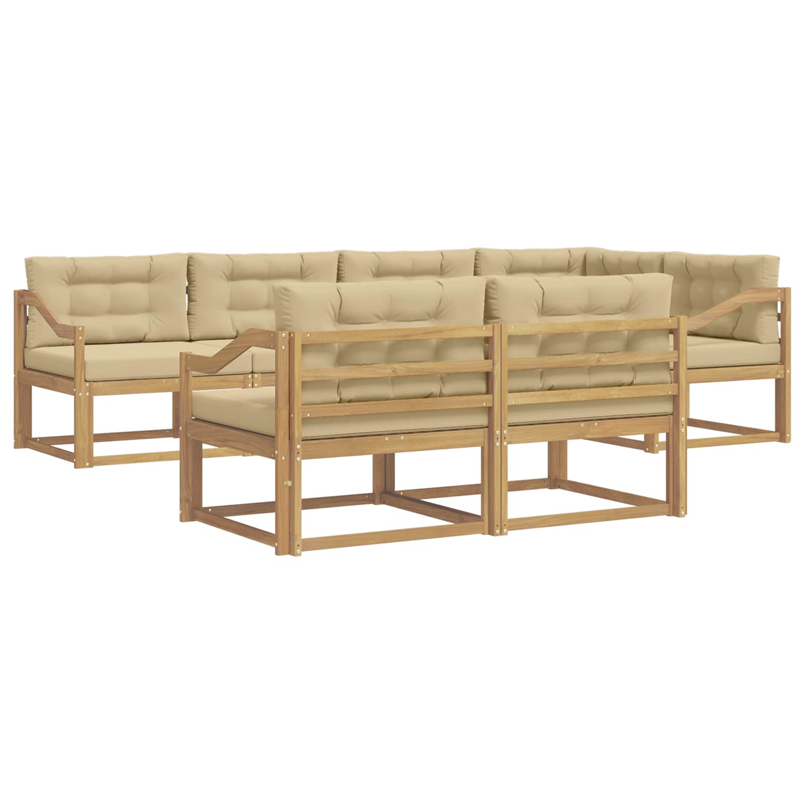 Set vanjskih sofa s jastukom 6 pcs Bijela i bež Poliester
