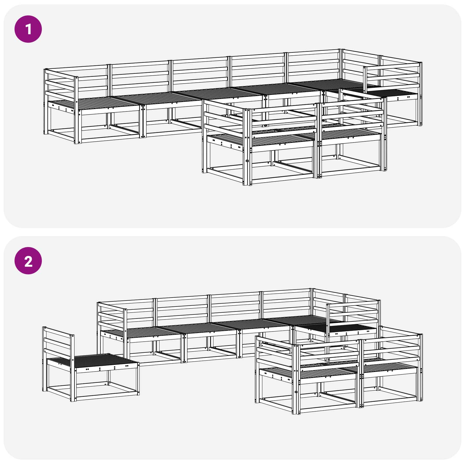 Set vanjskih sofa 8 pcs Bijela 404 x 166,5 x 73 cm