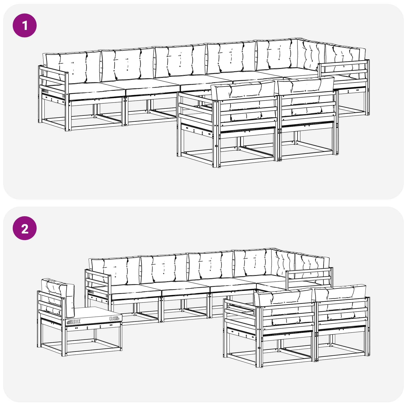 Set vanjskih sofa 6 kom. Bijela i krem Poliester