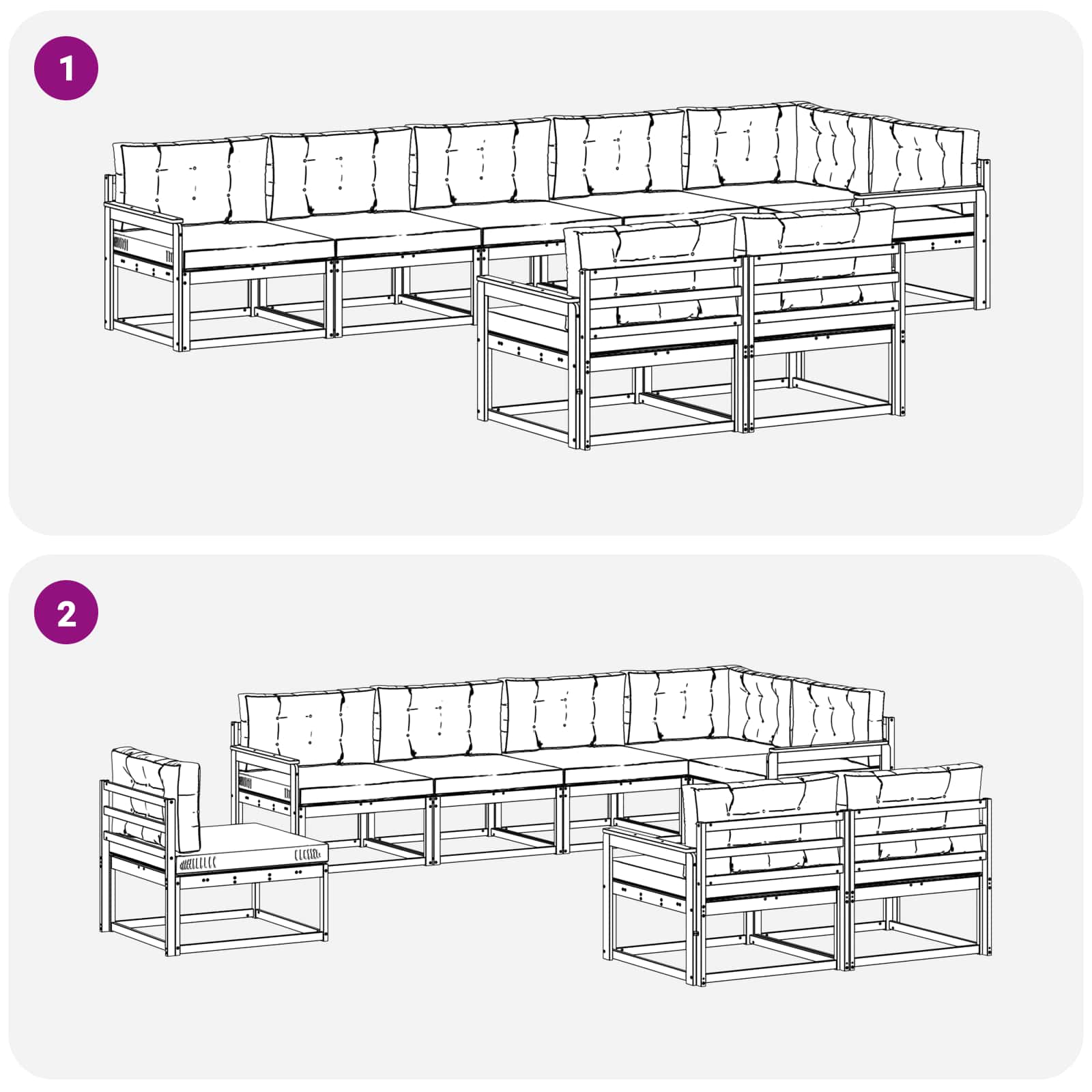 Set vanjskih sofa 6 kom. Bijela i bež Poliester