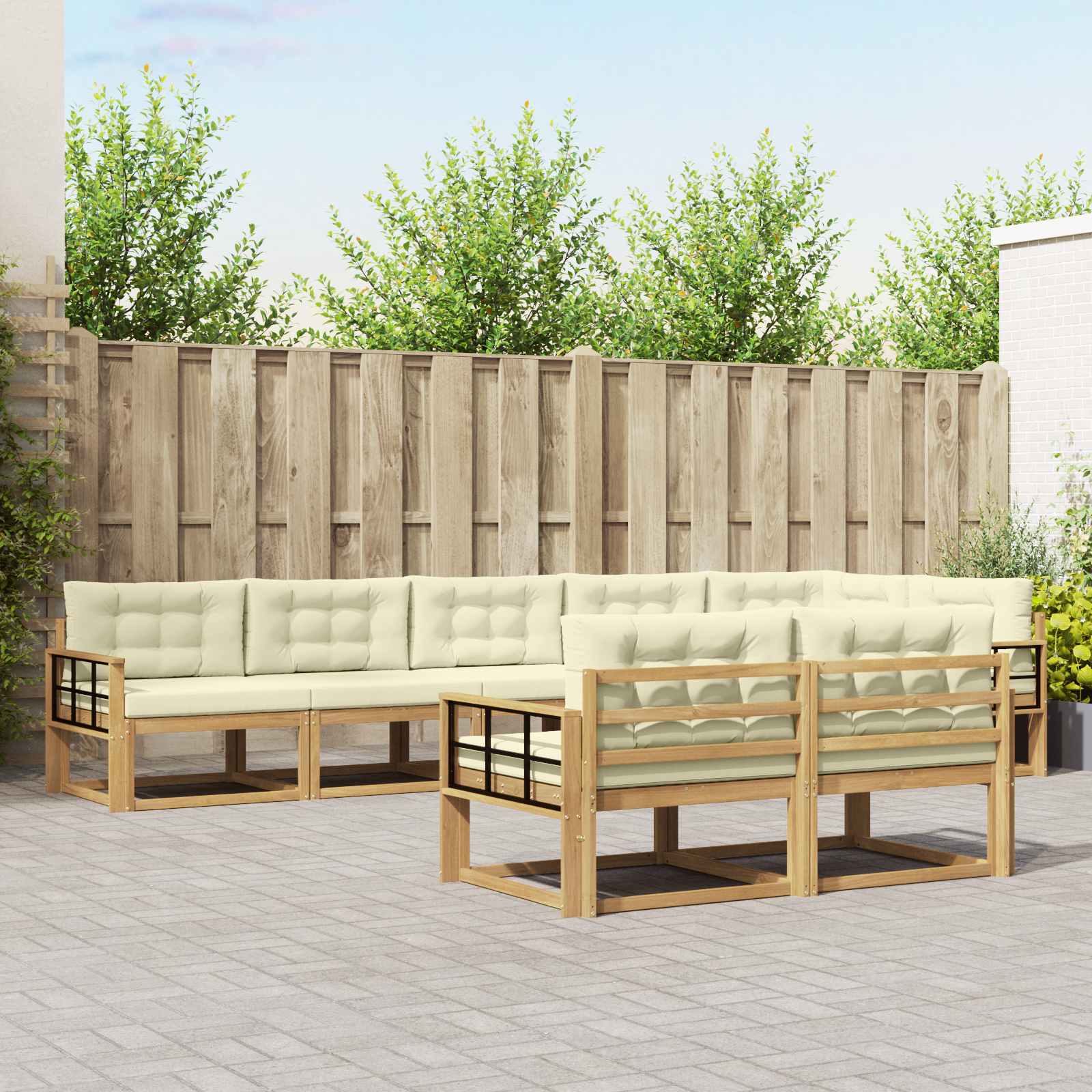 Set vanjskih sofa 6 kom. Bijela i krem Poliester