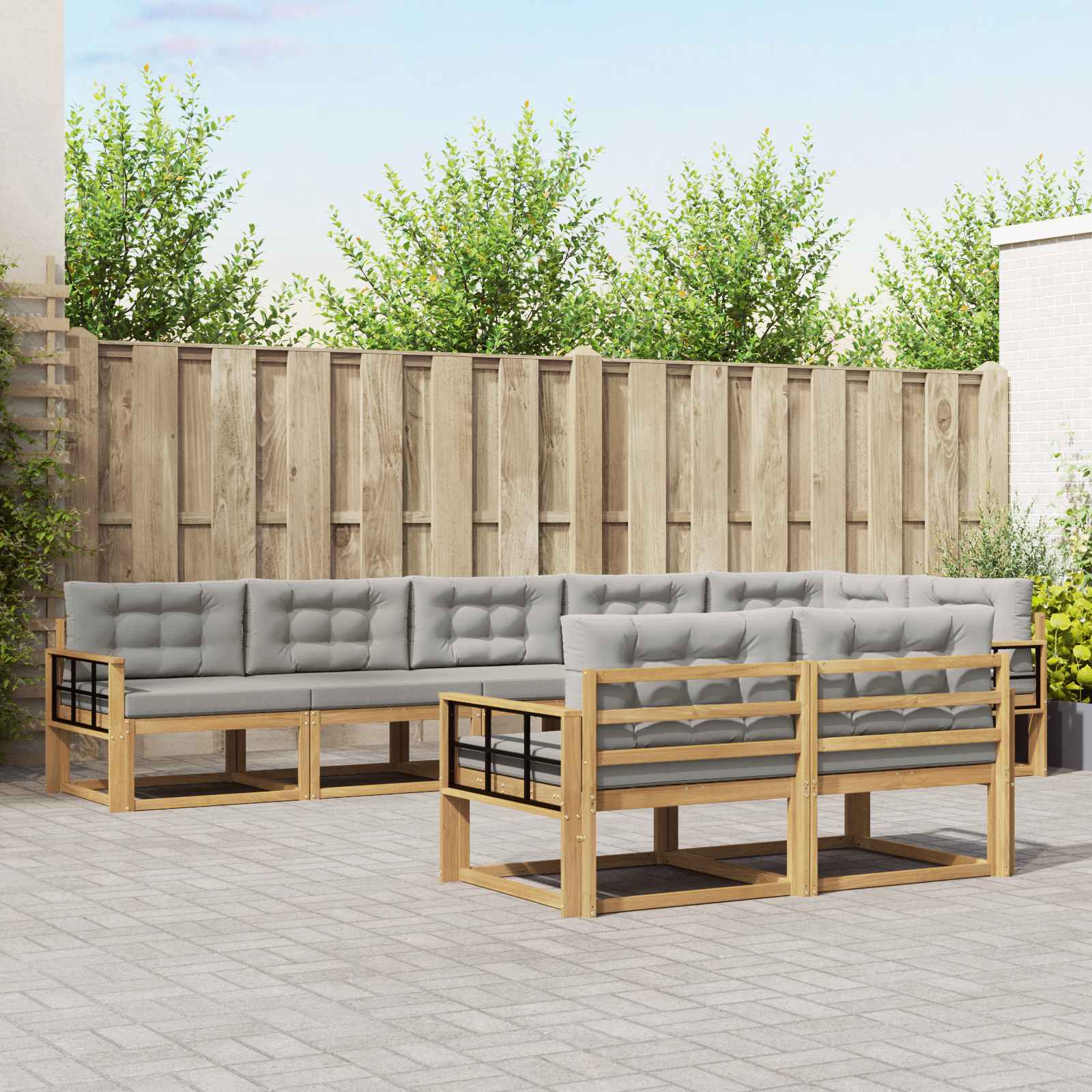 Set vanjskih sofa 6 kom. Bijela i svjetlosiva Poliester