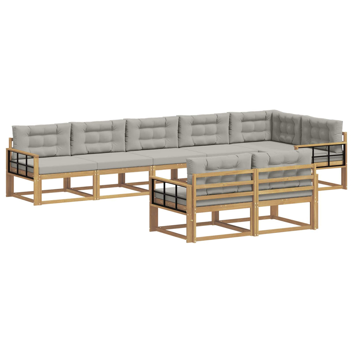 Set vanjskih sofa 6 kom. Bijela i svjetlosiva Poliester