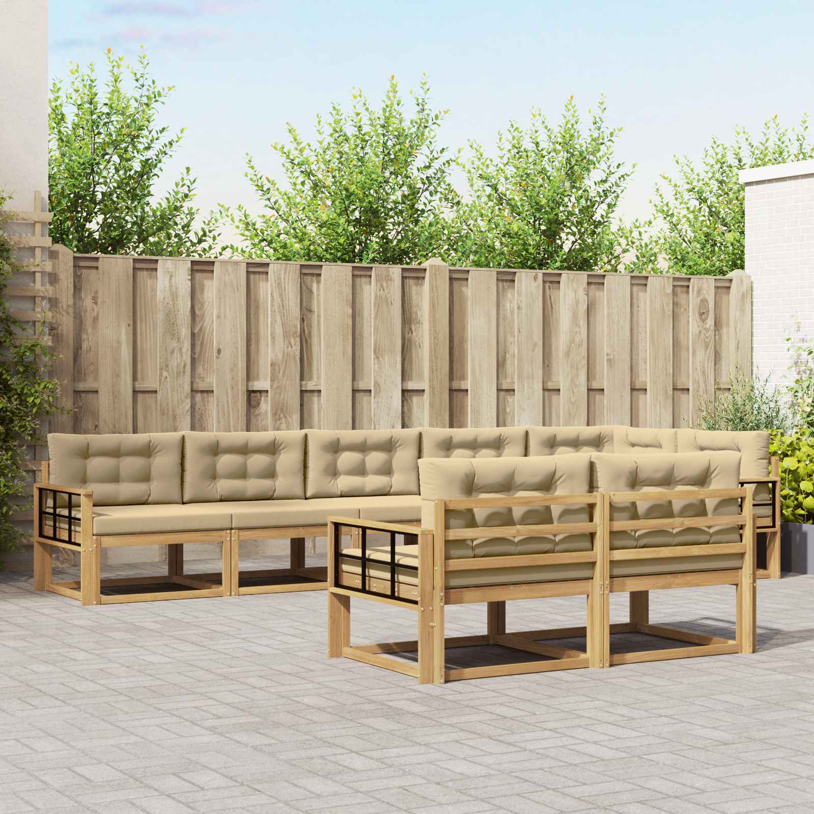 Set vanjskih sofa 6 kom. Bijela i bež Poliester