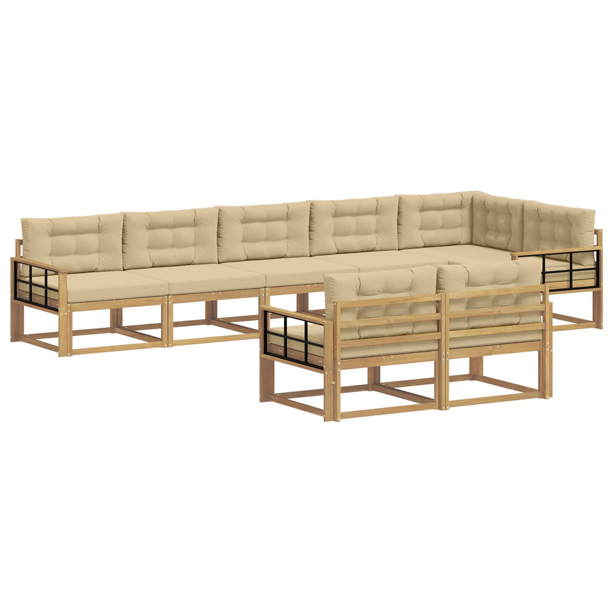 Set vanjskih sofa 6 kom. Bijela i bež Poliester