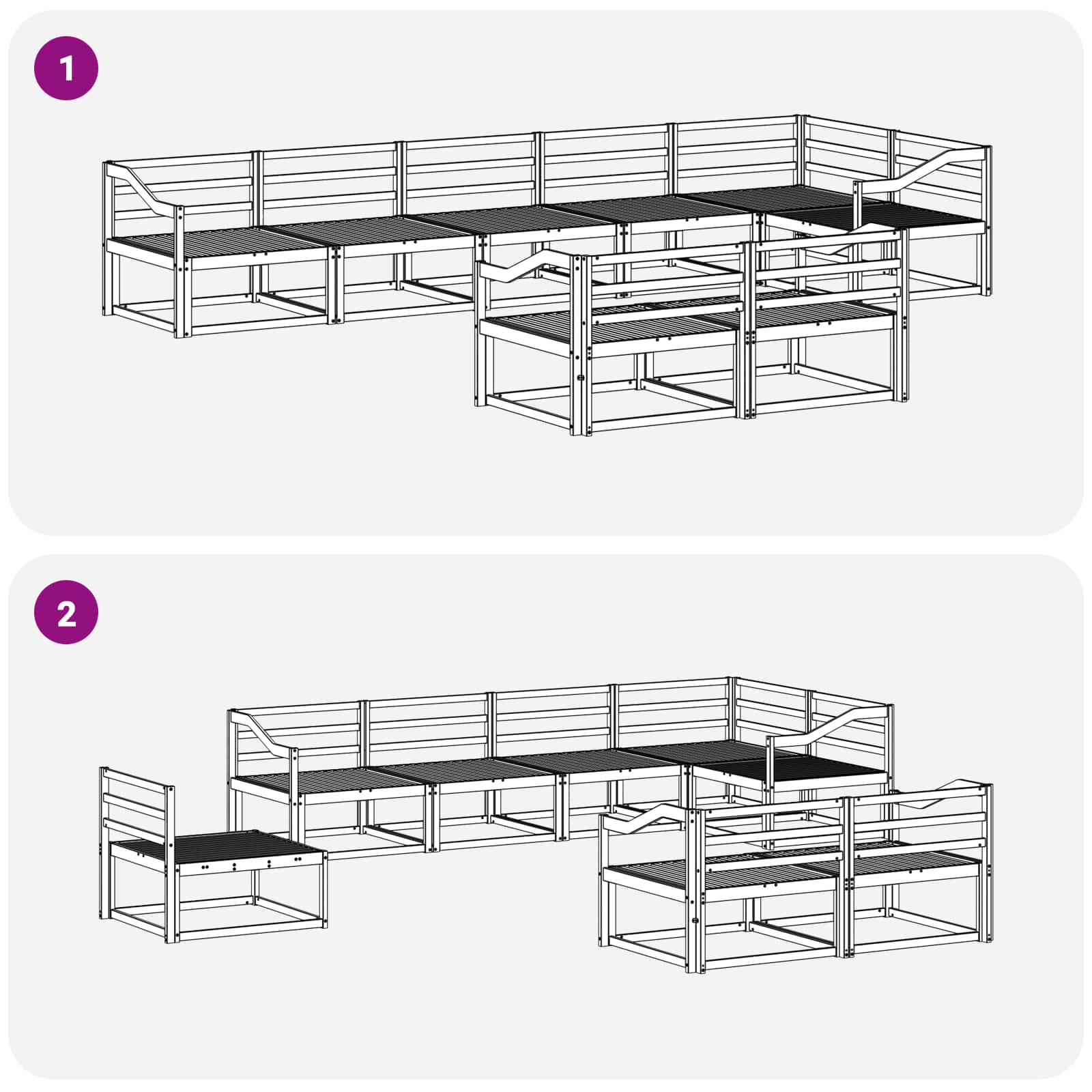 Set vanjskih sofa 8 pcs Bijela 404 x 166,5 x 73 cm