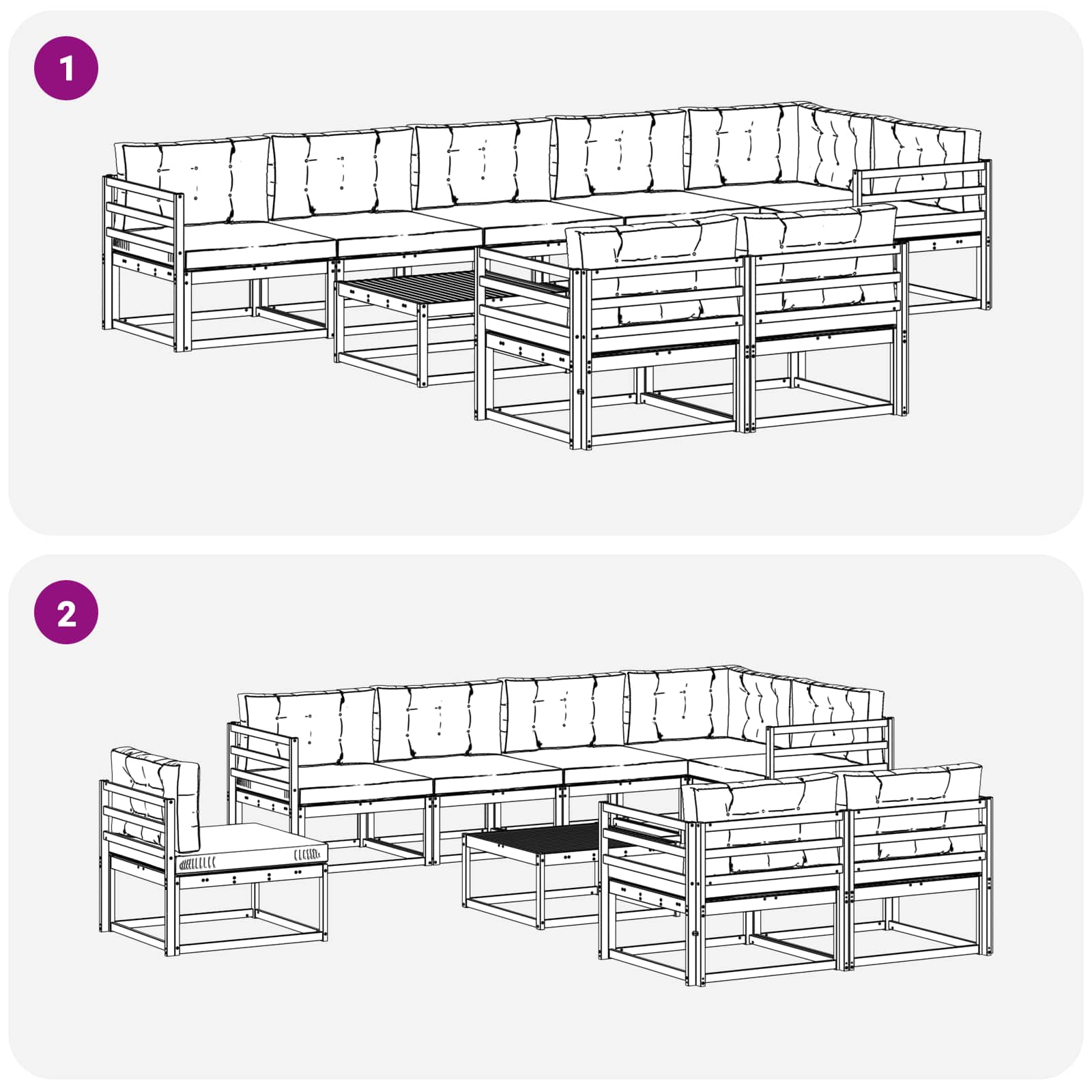 Set vanjskih sofa 9 pcs Bijela i krem 79 x 79 x 37 cm Poliester