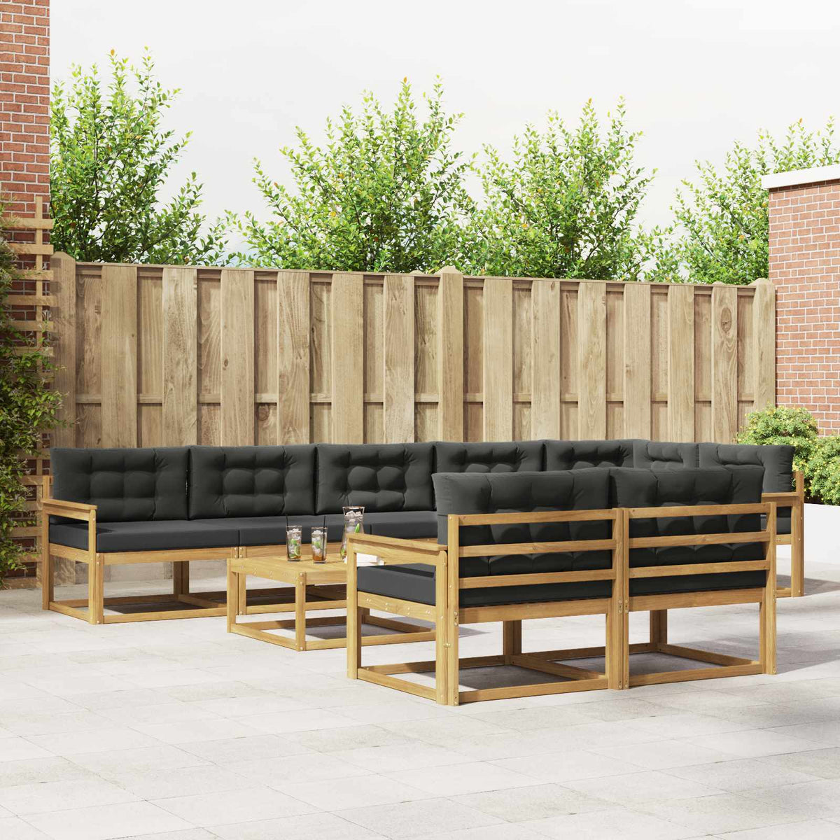 Set vanjskih sofa 9 kom. Bijela i antracit Poliester