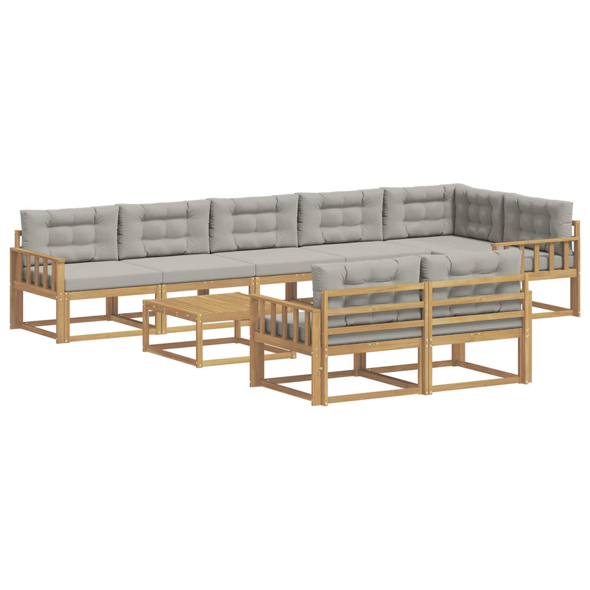 Set vanjskih sofa 9 kom. Bijela i svjetlosiva Poliester