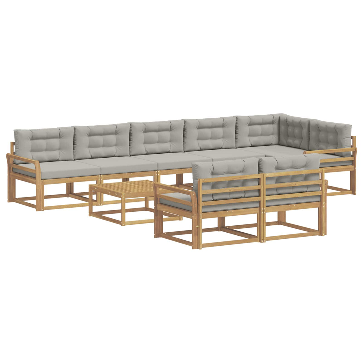 Set vanjskih sofa 9 kom. Bijela i svjetlosiva Poliester