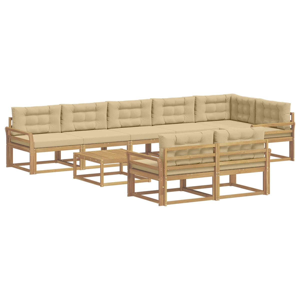 Set vanjskih sofa 9 kom. Bijela i bež Poliester