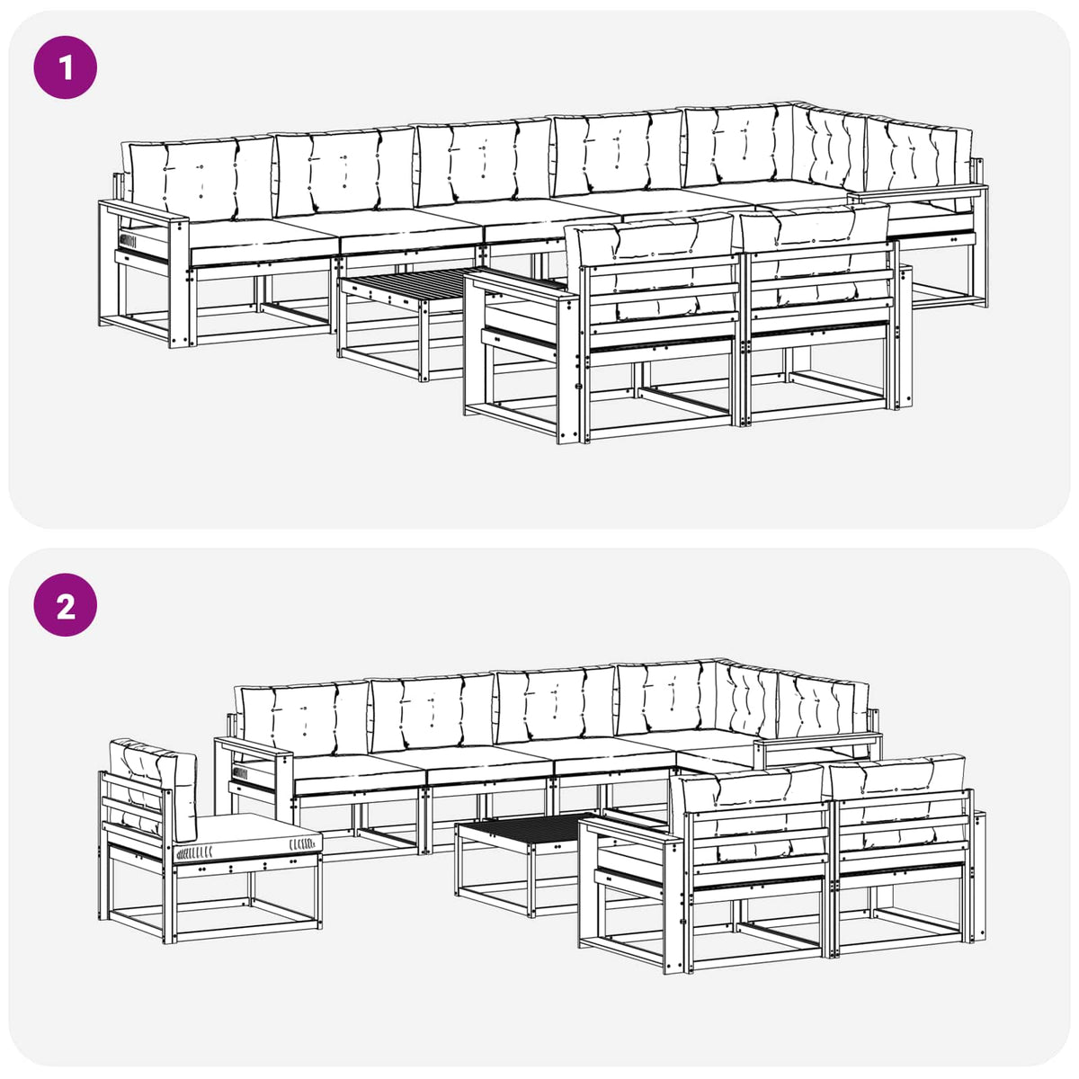 Set vanjskih sofa 9 kom. Bijela i bež Poliester