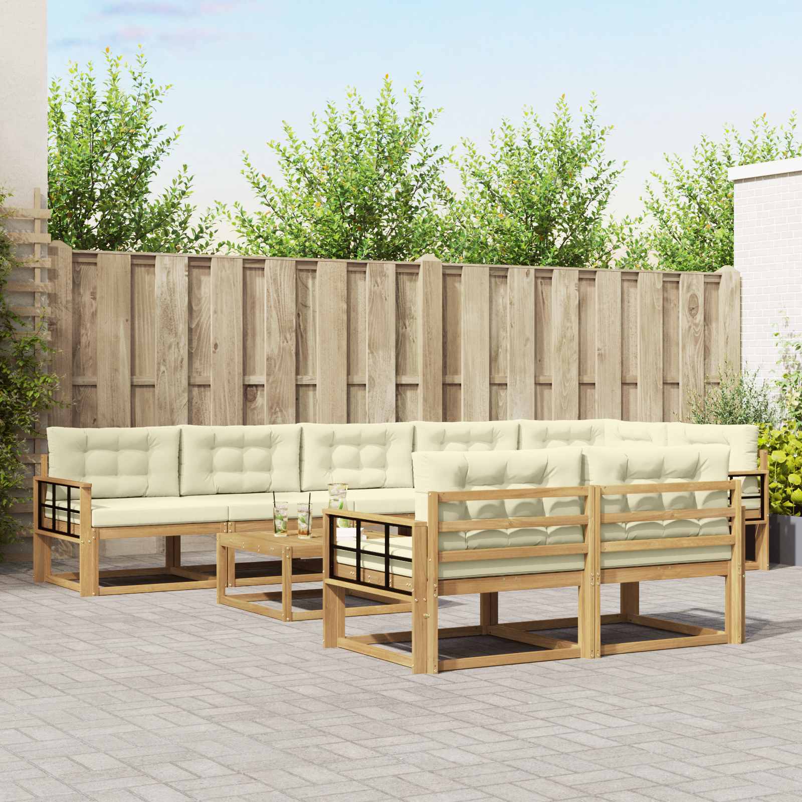 Set vanjskih sofa 9 pcs Bijela i krem 79 x 79 x 37 cm Poliester