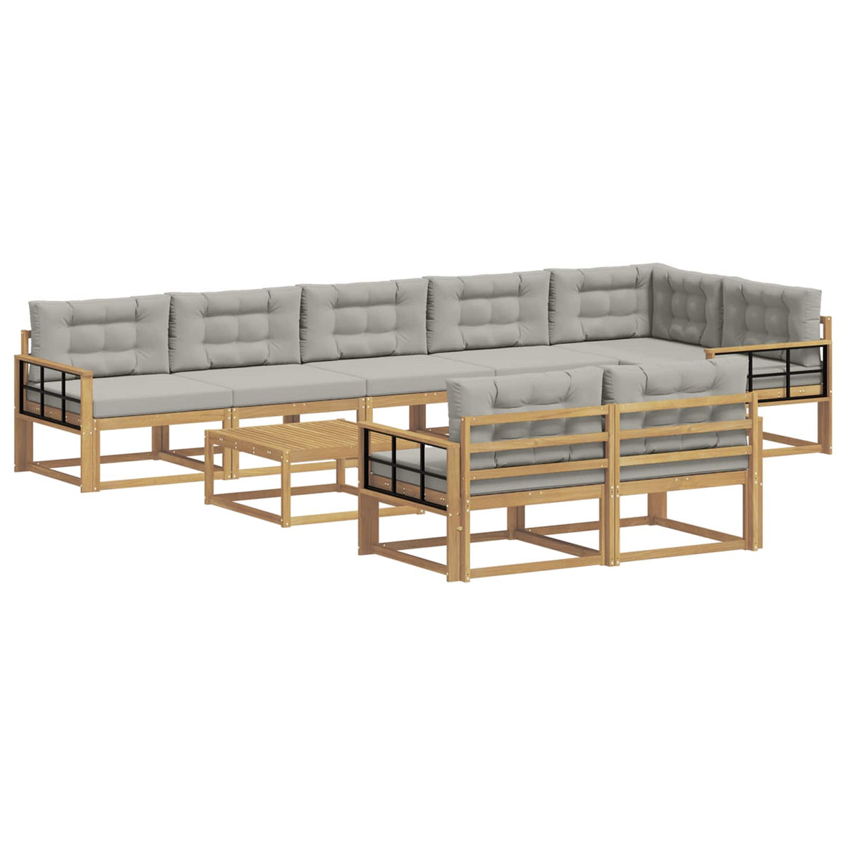 Set vanjskih sofa 9 kom. Bijela i svjetlosiva Poliester