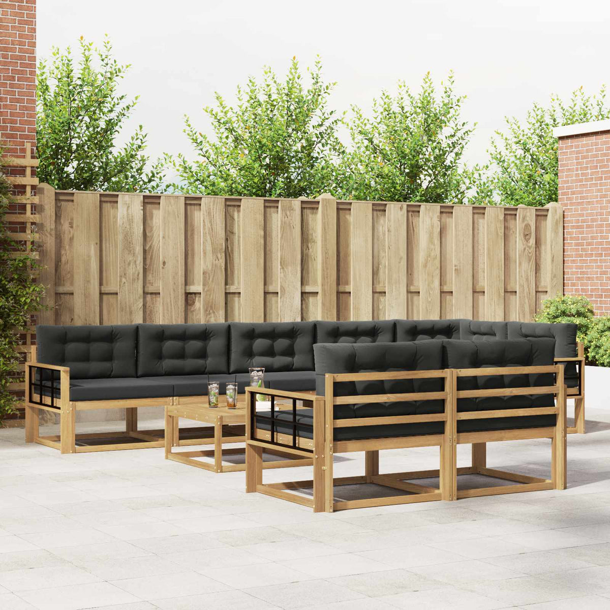 Set vanjskih sofa 9 kom. Bijela i antracit Poliester
