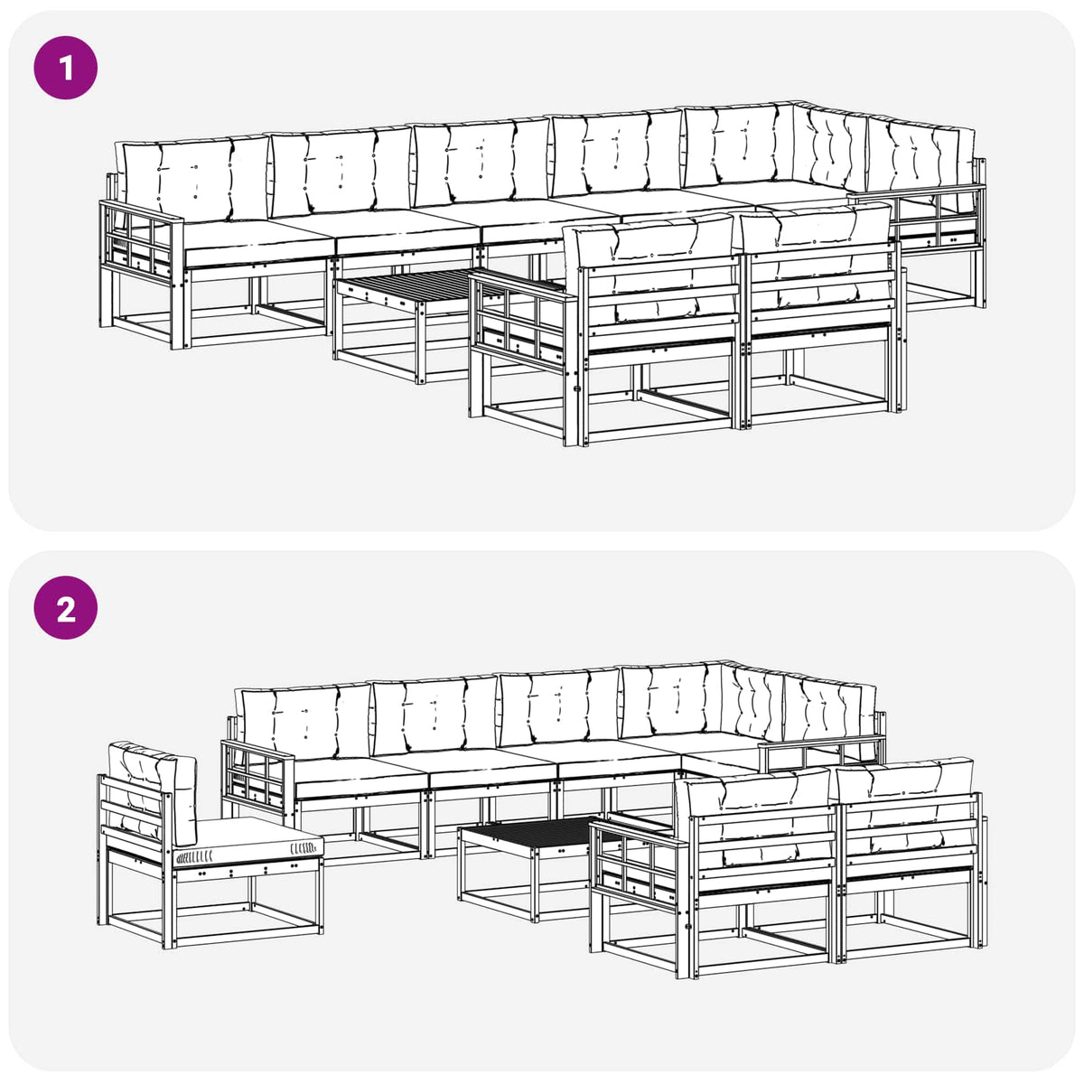 Set vanjskih sofa 9 kom. Bijela i bež Poliester