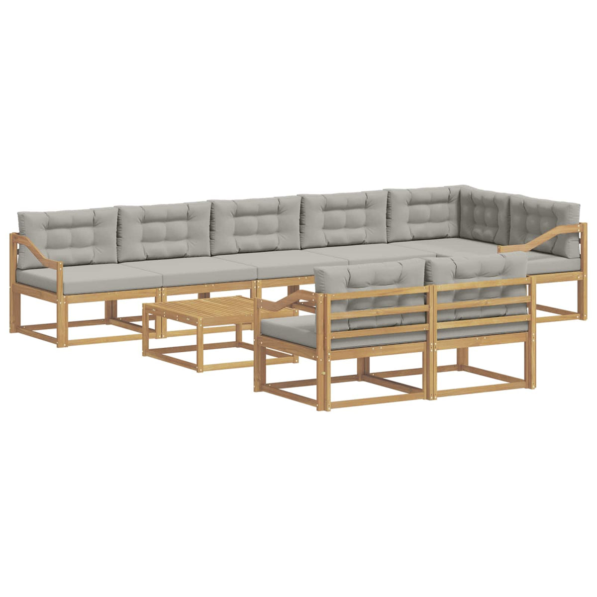 Set vanjskih sofa 9 kom. Bijela i svjetlosiva Poliester