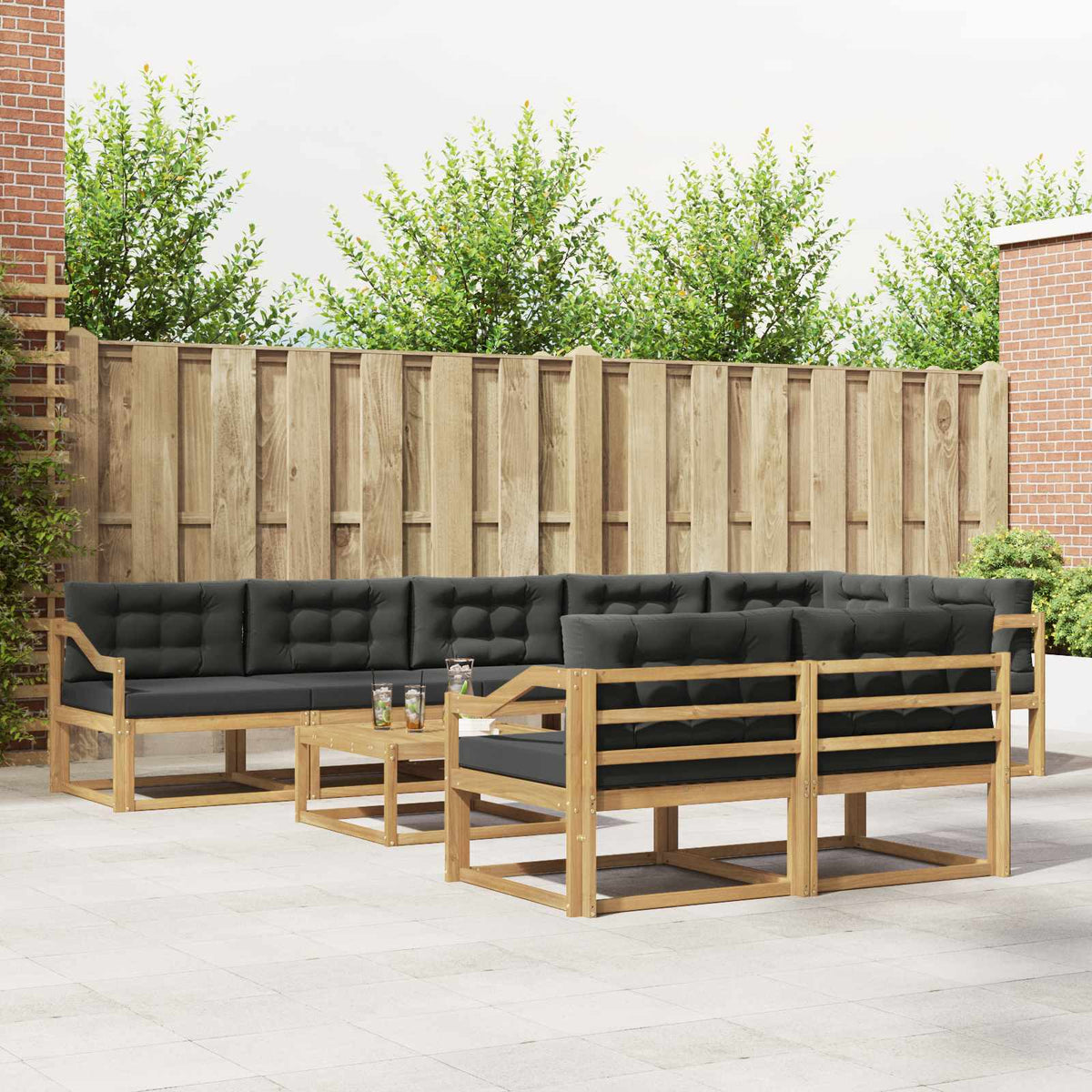 Set vanjskih sofa 9 kom. Bijela i antracit Poliester