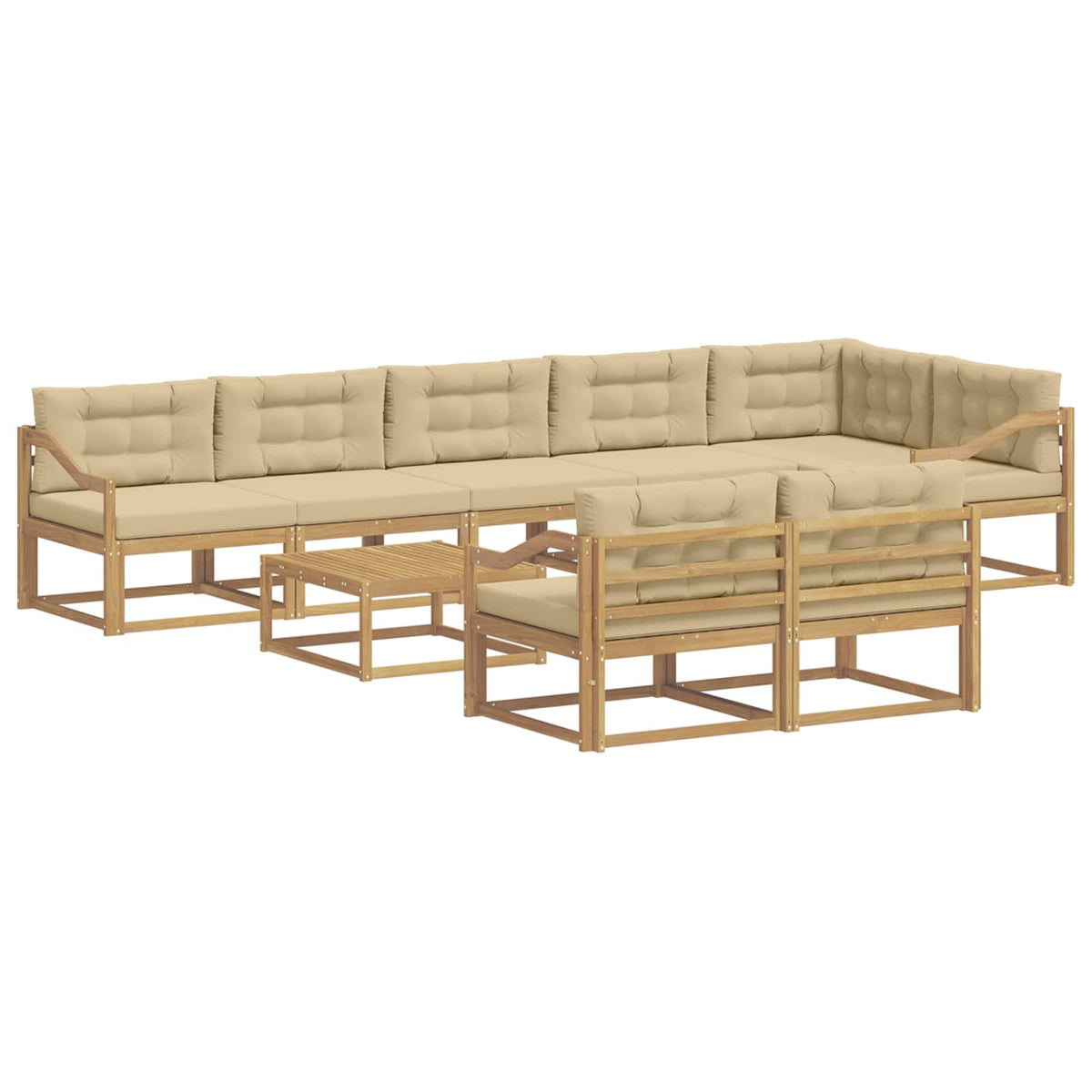 Set vanjskih sofa 9 kom. Bijela i bež Poliester