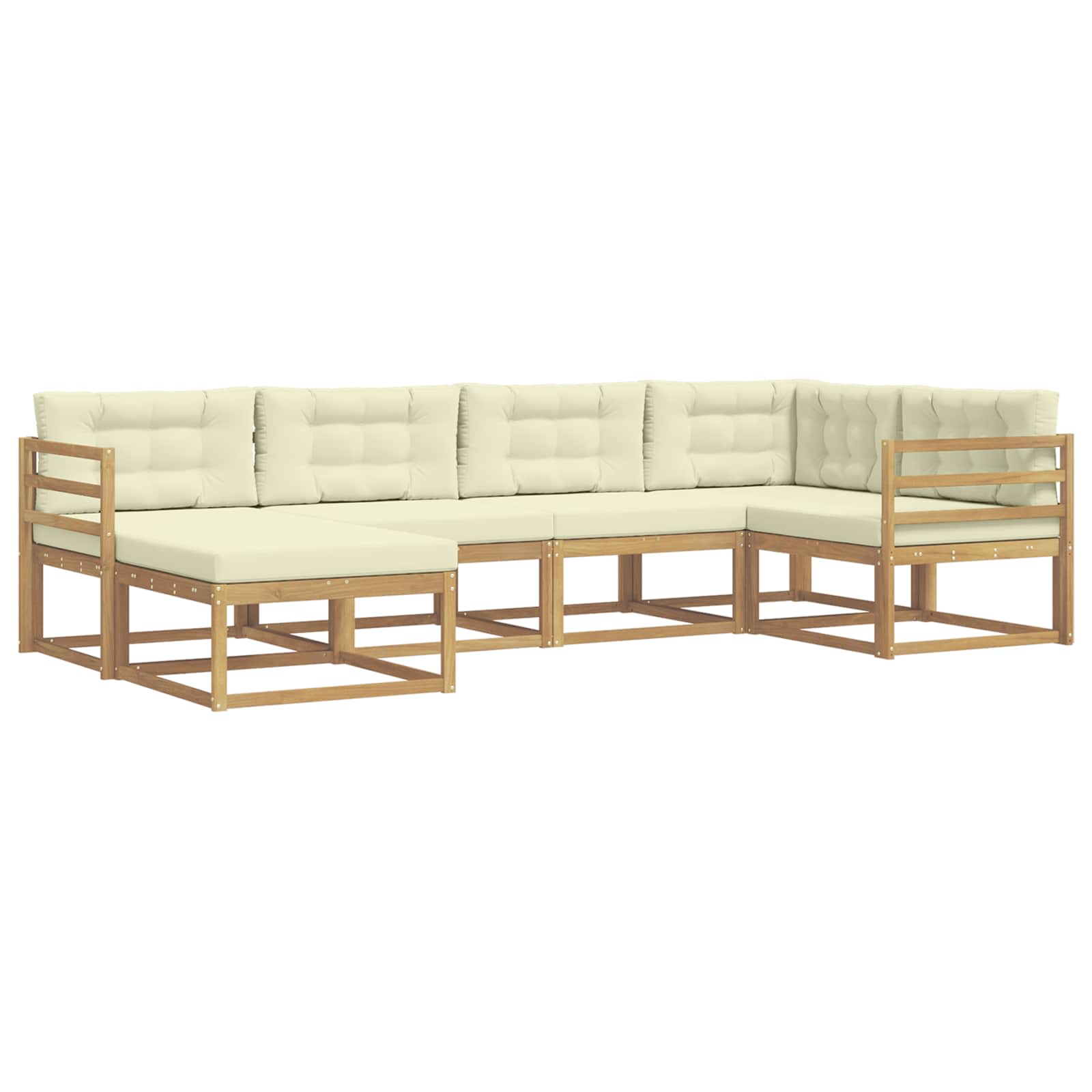 Set vanjskih sofa s jastukom 5 pcs Bijela i krem Poliester
