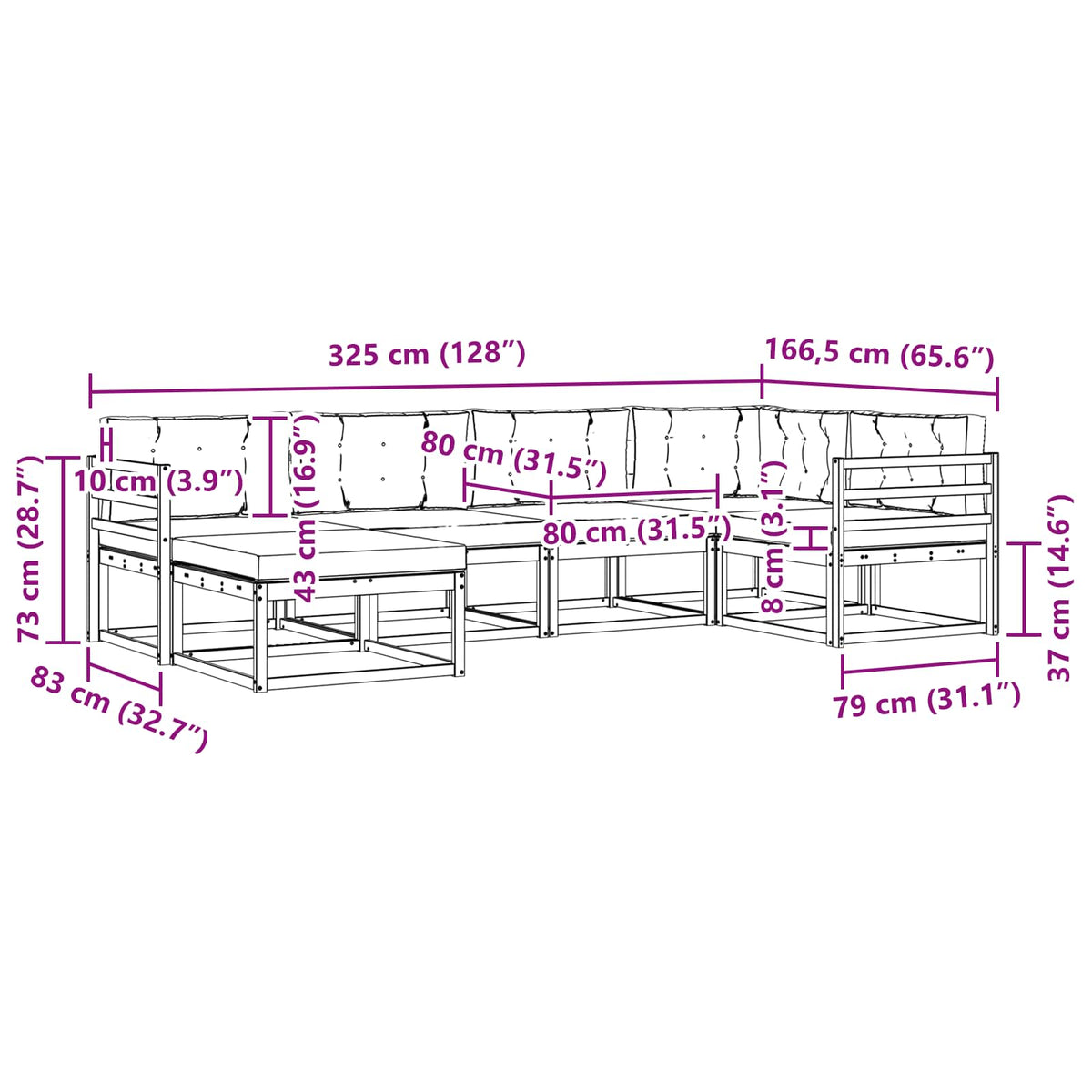 Set vanjskih sofa 5 pcs Bijela i svjetlosiva Poliester