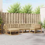 Set vanjskih sofa s jastukom 5 pcs Bijela i bež Poliester