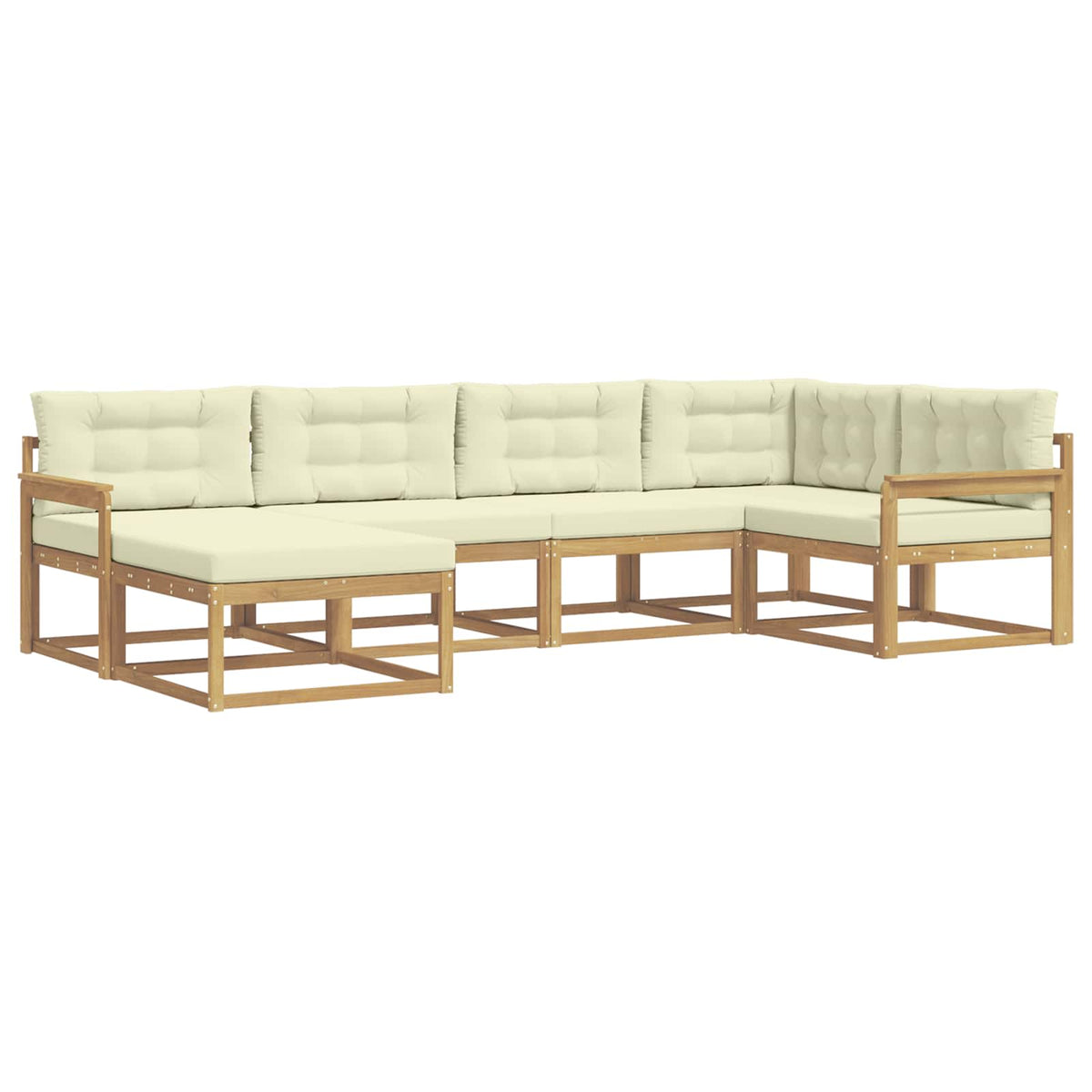 Set vanjskih sofa s jastukom 5 pcs Bijela i krem Poliester