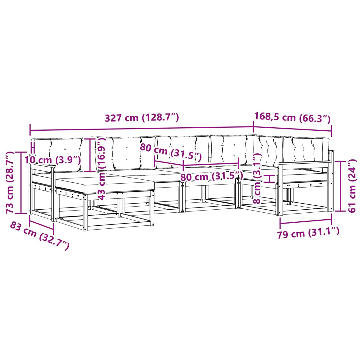Set vanjskih sofa s jastukom 5 pcs Bijela i krem Poliester