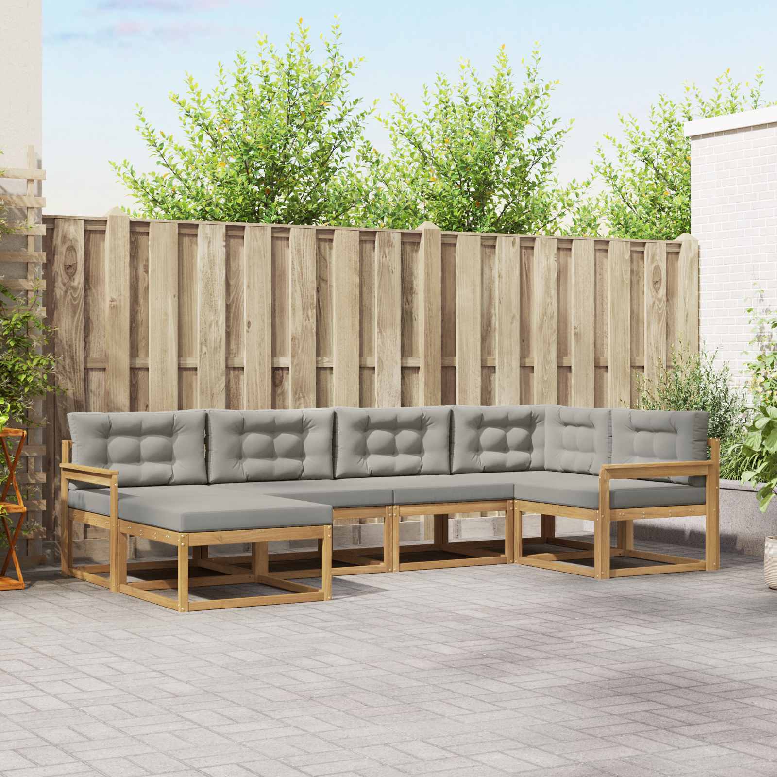 Set vanjskih sofa 5 pcs Bijela i svjetlosiva Poliester