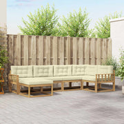 Set vanjskih sofa s jastukom 5 pcs Bijela i krem Poliester