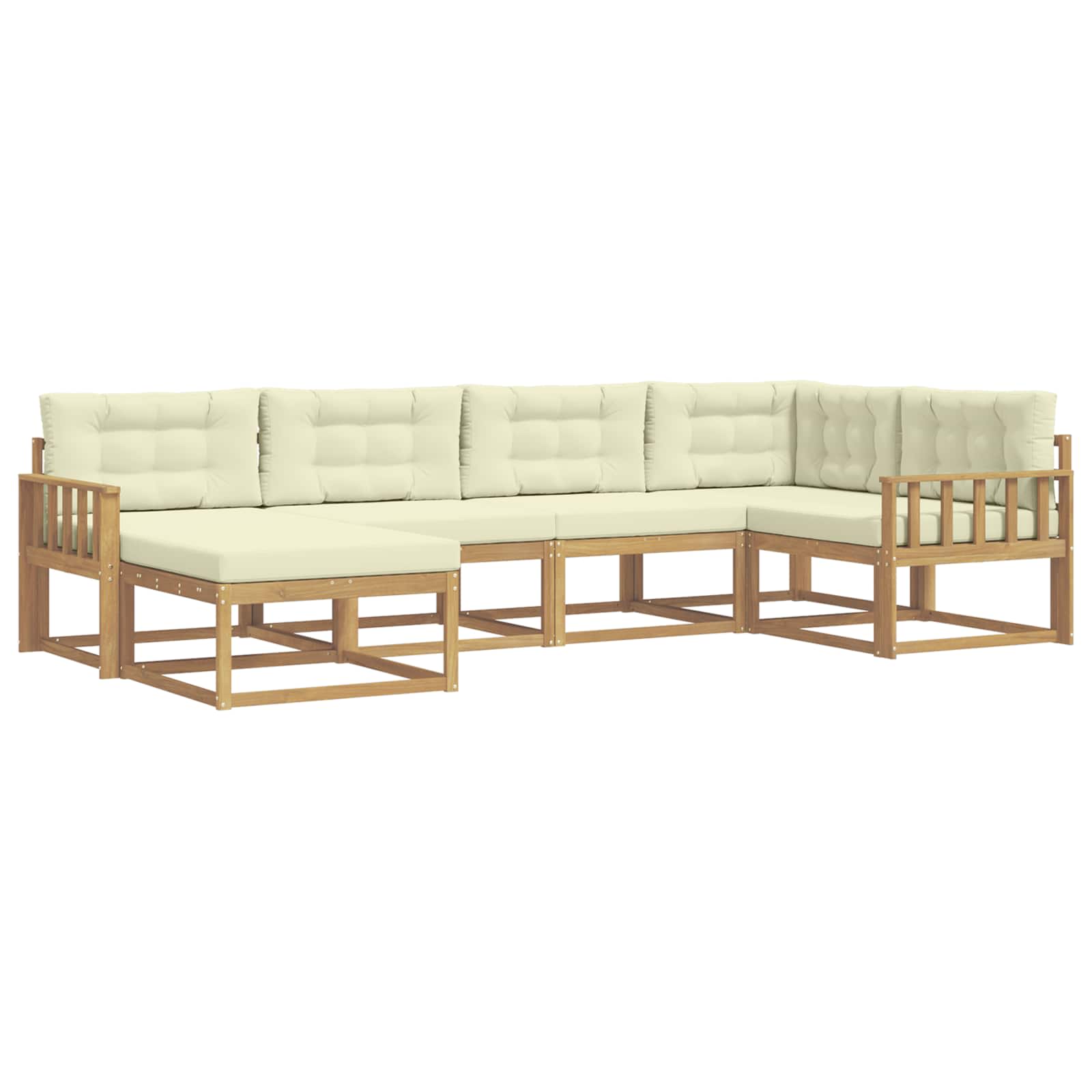 Set vanjskih sofa s jastukom 5 pcs Bijela i krem Poliester