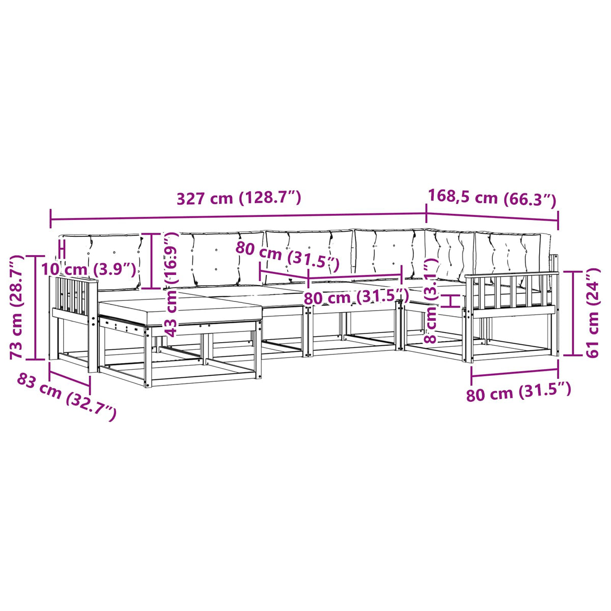 Set vanjskih sofa s jastukom 5 pcs Bijela i krem Poliester