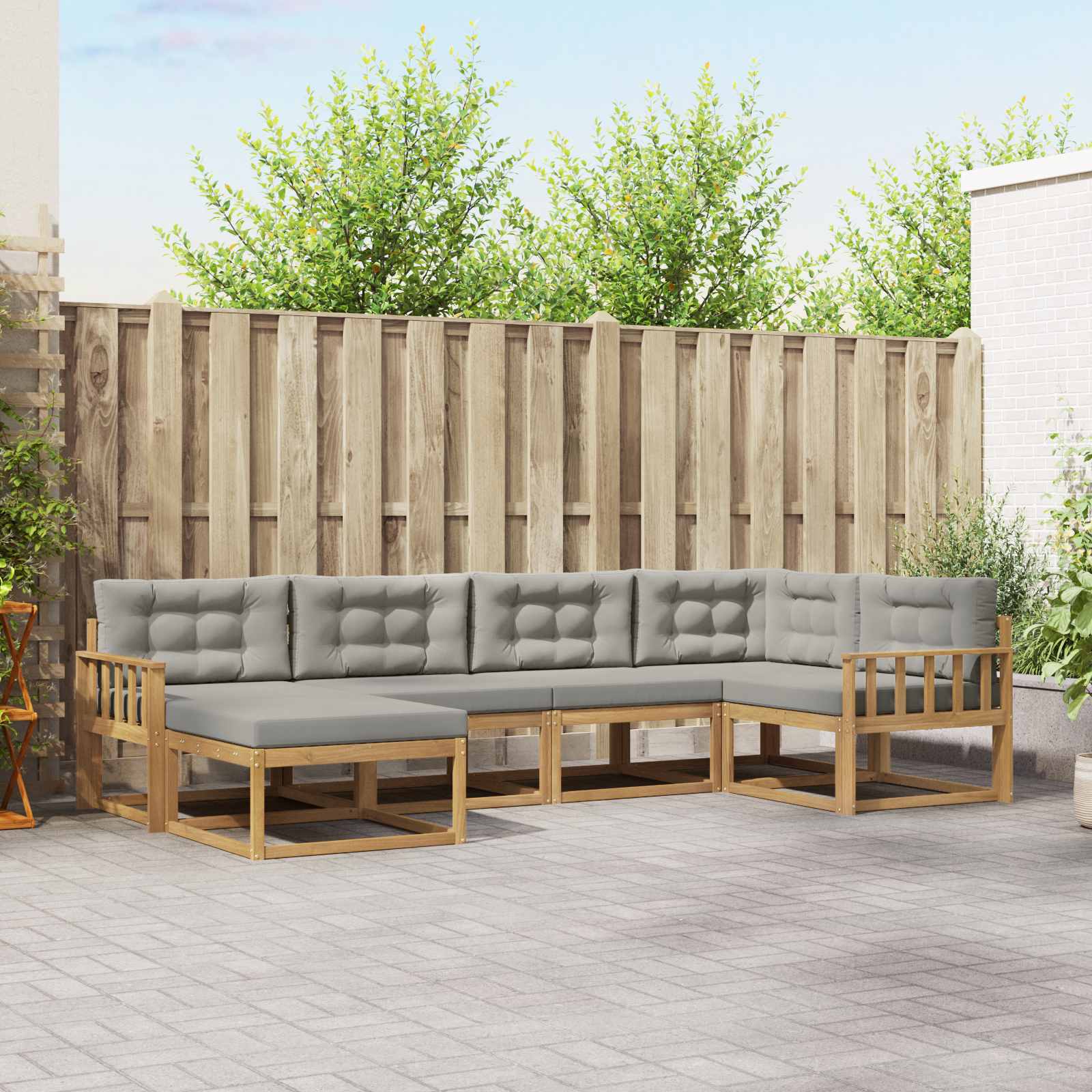Set vanjskih sofa 5 pcs Bijela i svjetlosiva Poliester