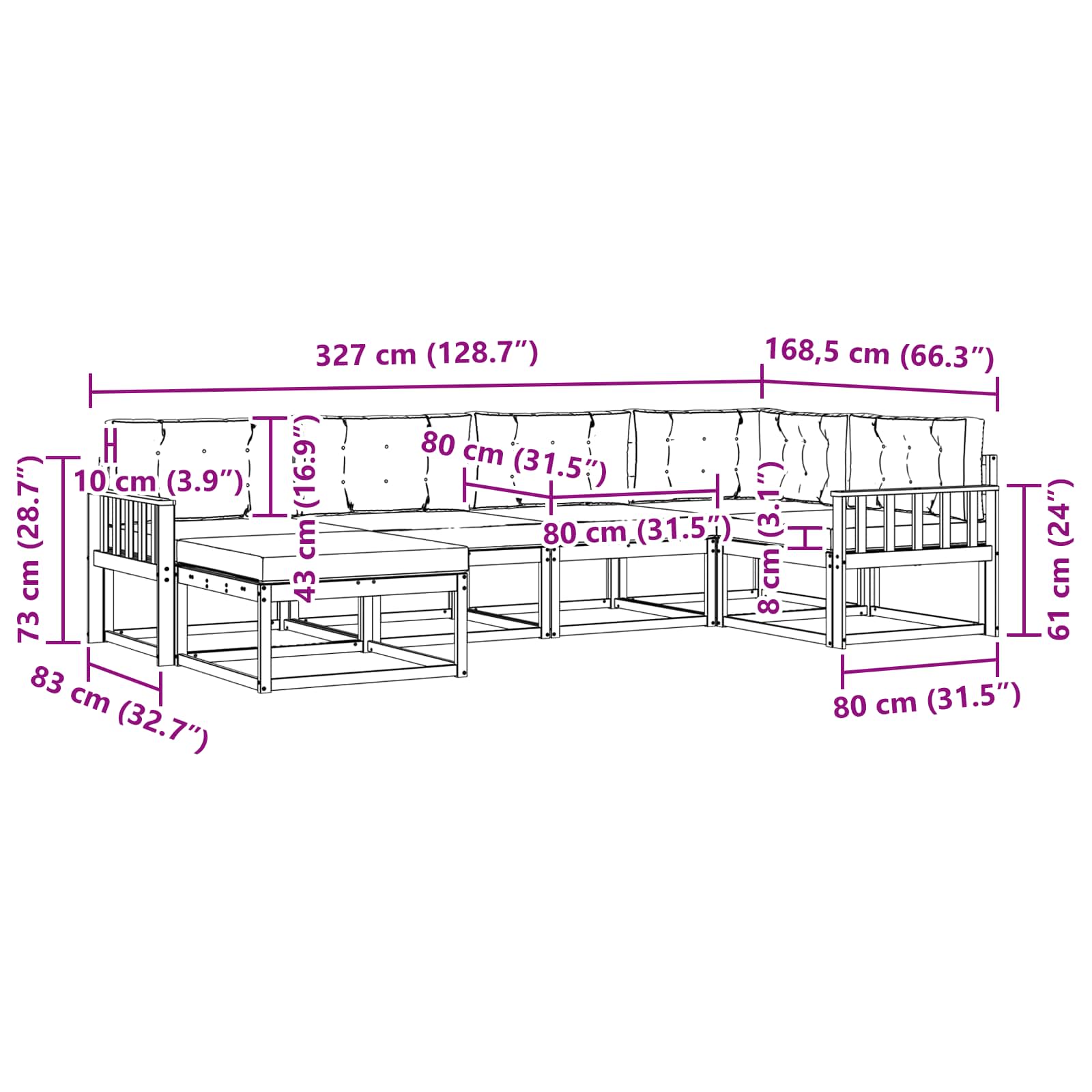 Set vanjskih sofa 5 pcs Bijela i svjetlosiva Poliester