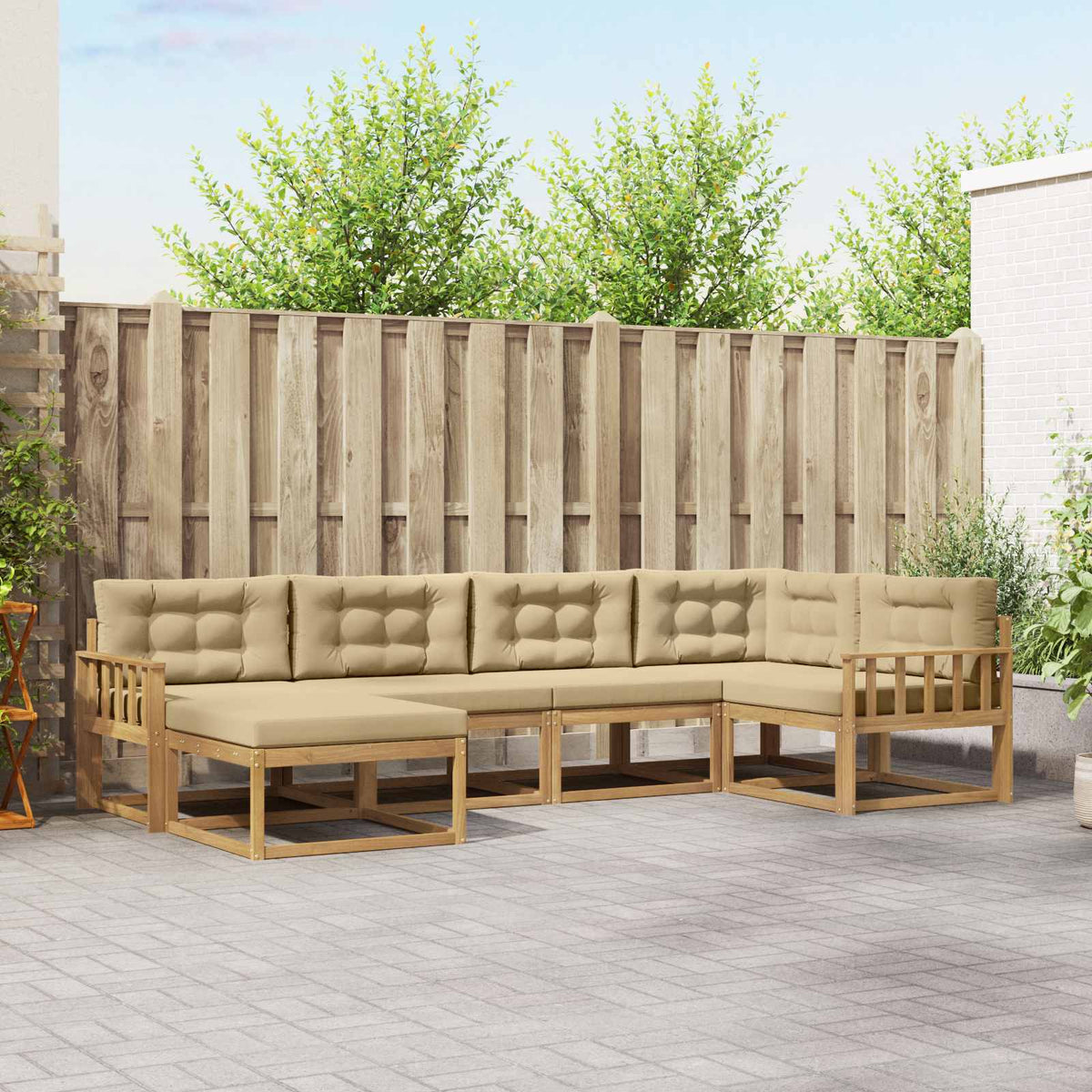 Set vanjskih sofa 6 pcs Prirodna i krem