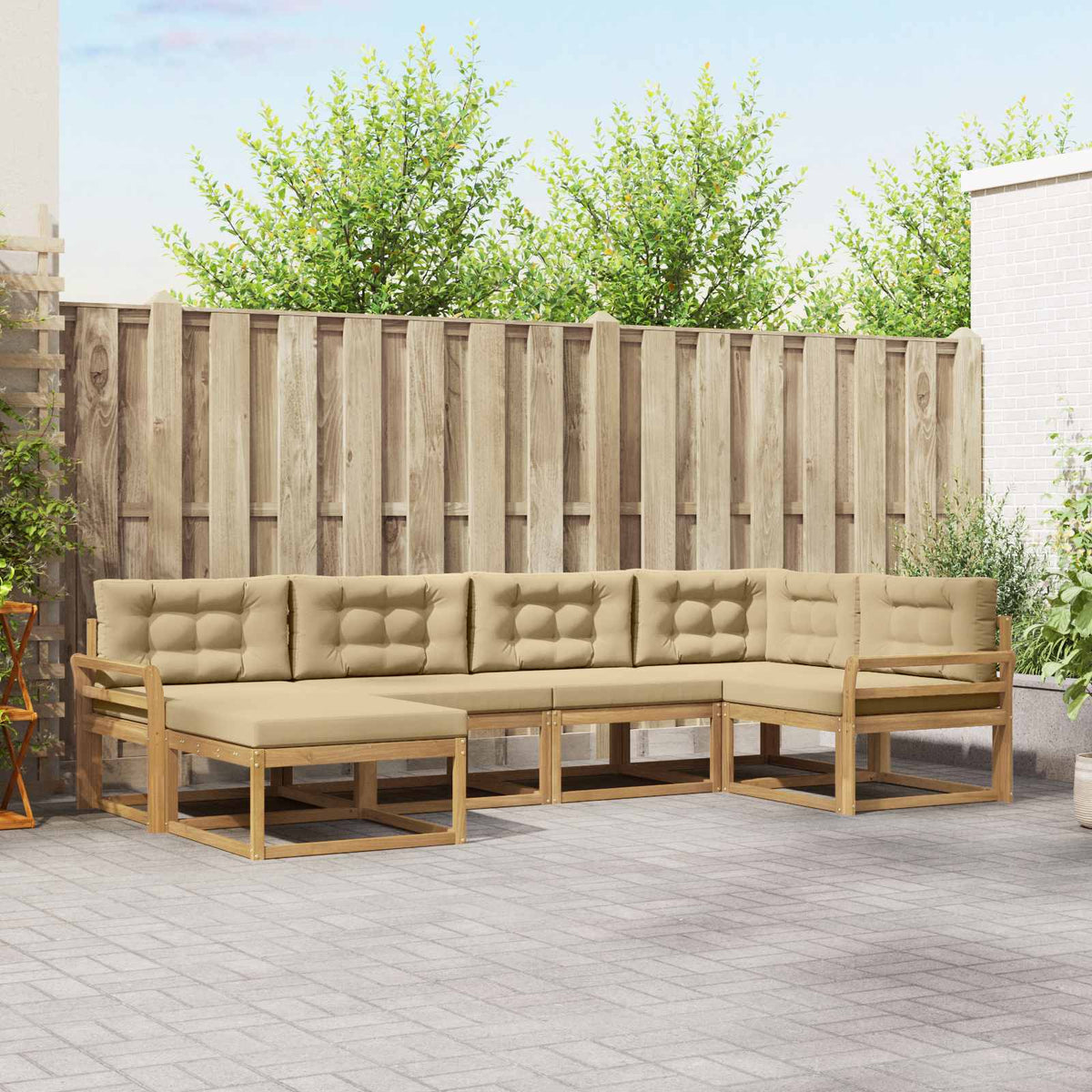 Set vanjskih sofa 6 pcs Prirodna i krem