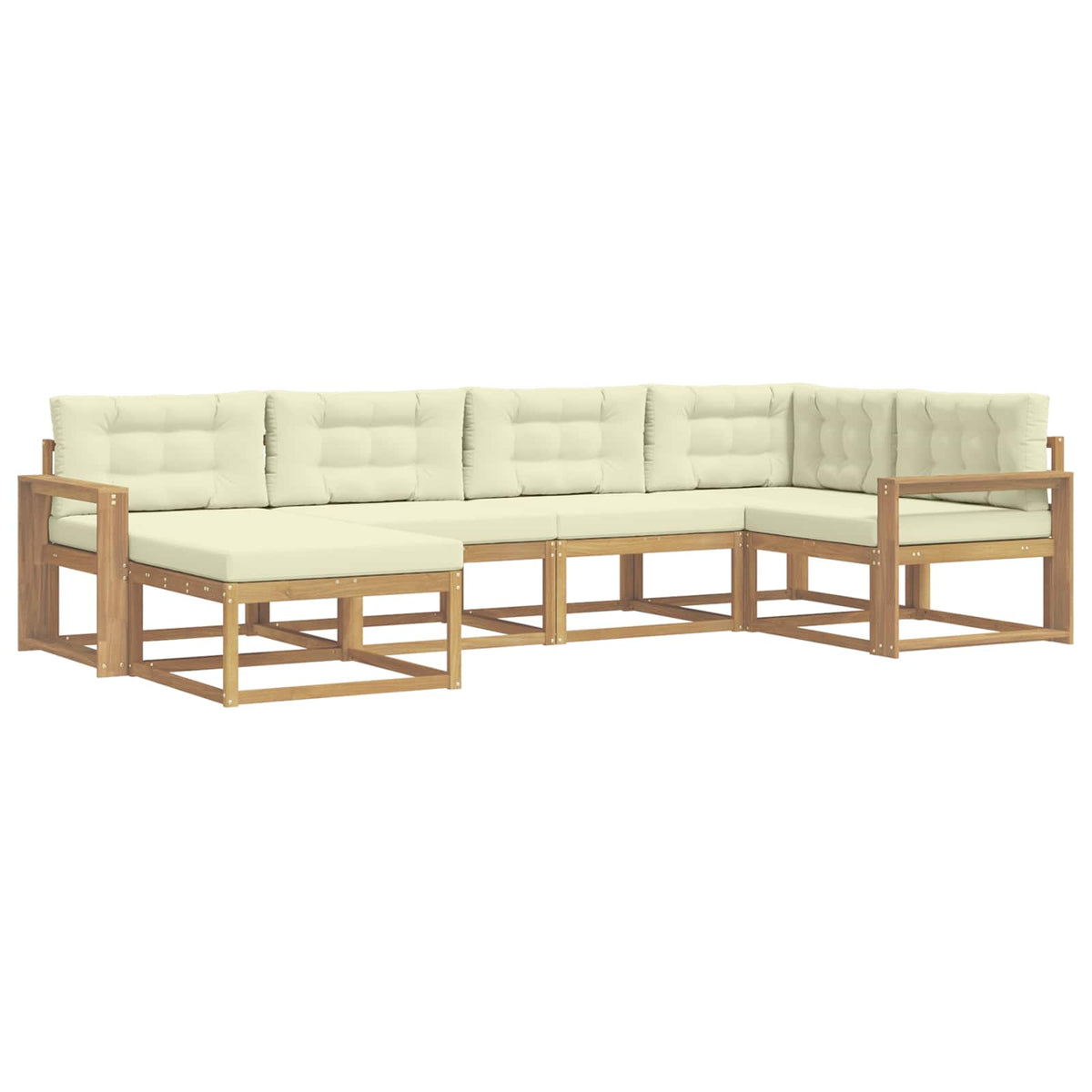 Set vanjskih sofa s jastukom 5 pcs Bijela i krem Poliester