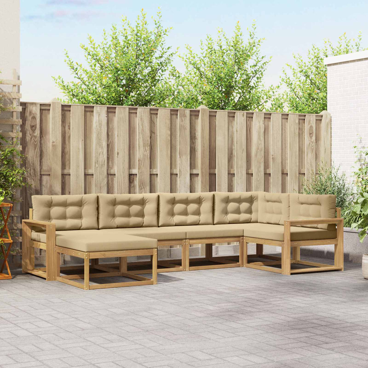 Set vanjskih sofa 6 pcs Prirodna i krem