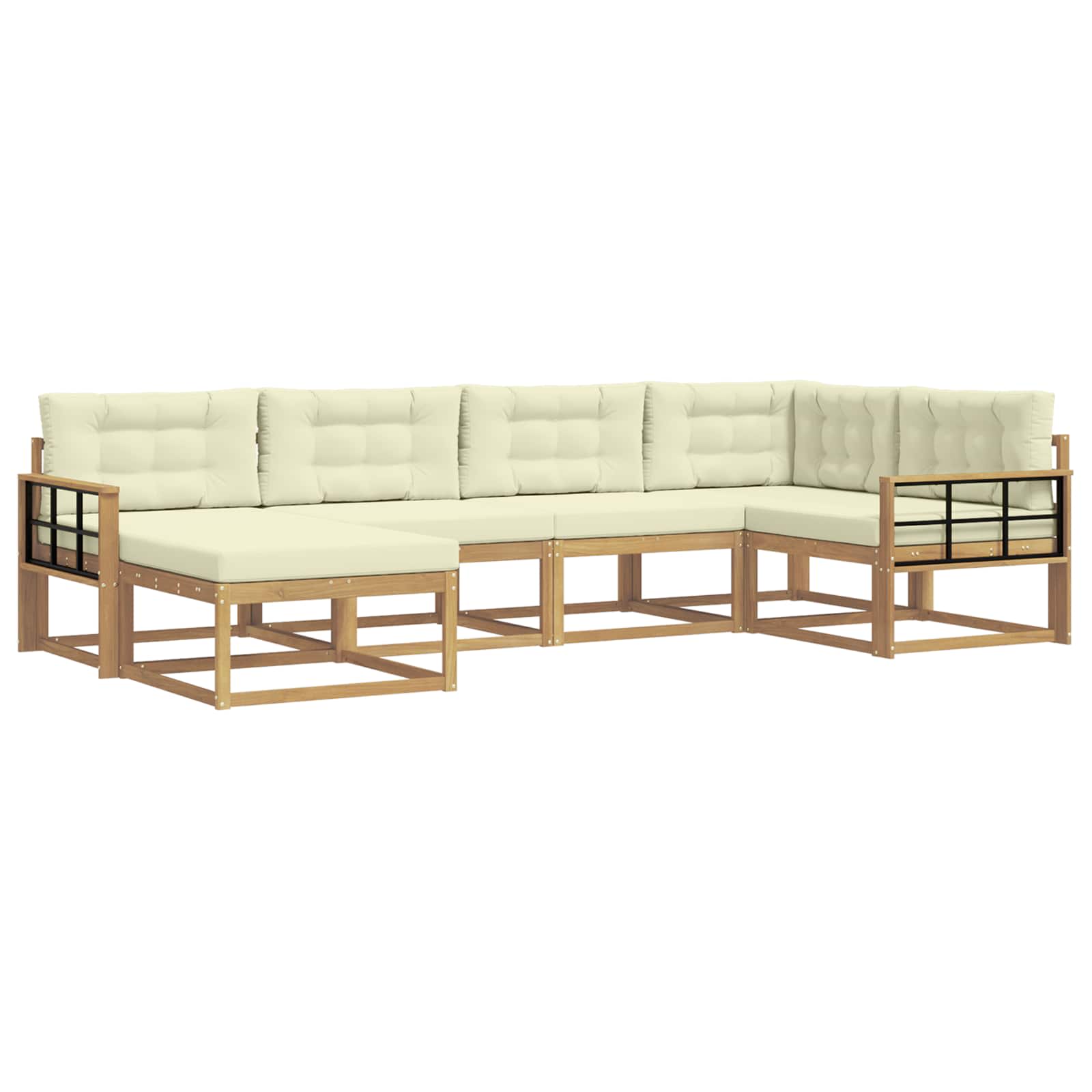 Set vanjskih sofa s jastukom 5 pcs Bijela i krem Poliester