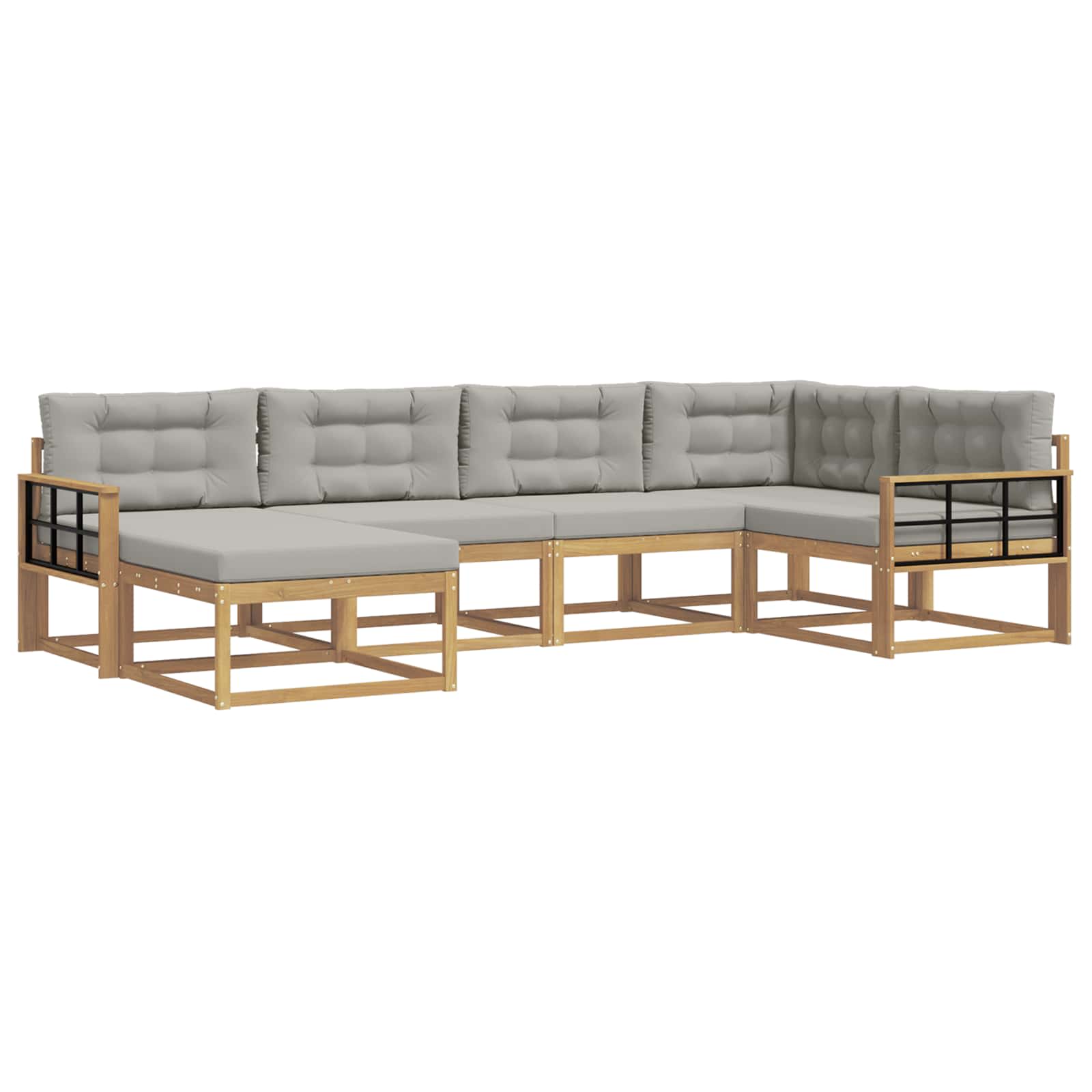 Set vanjskih sofa 5 pcs Bijela i svjetlosiva Poliester