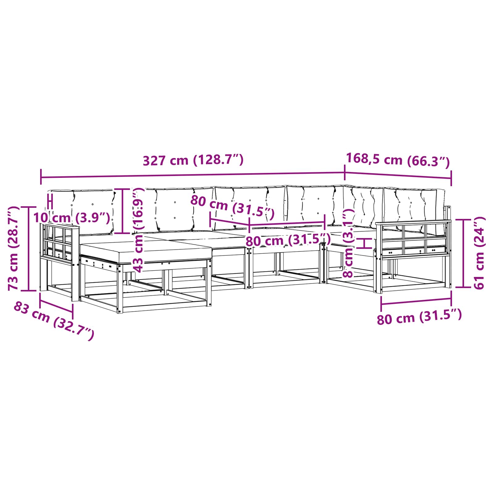 Set vanjskih sofa s jastukom 5 pcs Bijela i antracit Poliester