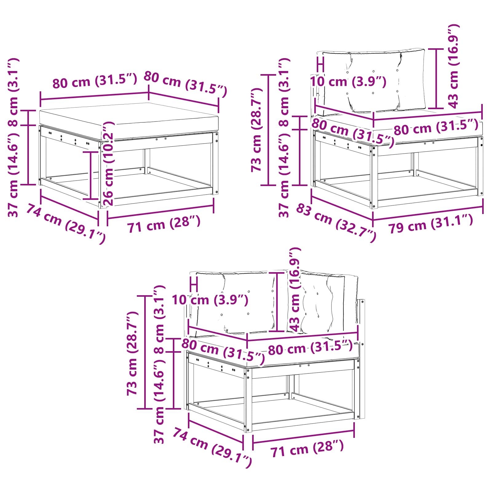 Set vanjskih sofa s jastukom 5 pcs Bijela i antracit Poliester
