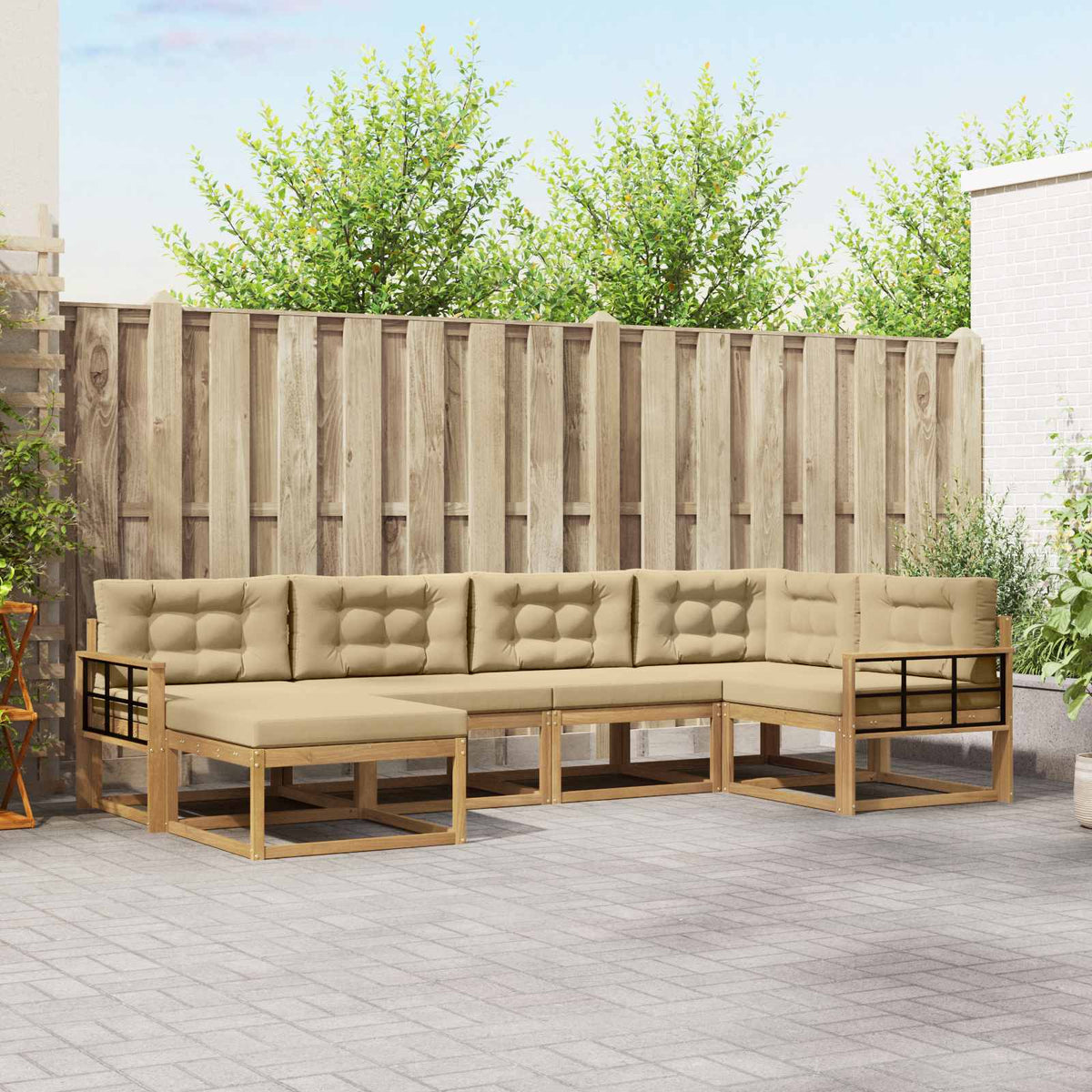 Set vanjskih sofa 6 pcs Prirodna i krem