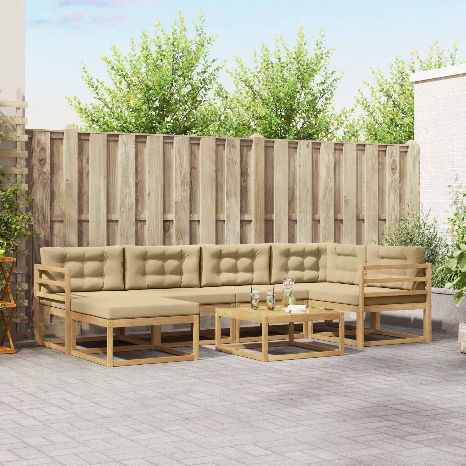 Set vanjskih sofa 7 pcs Bijela i bež
